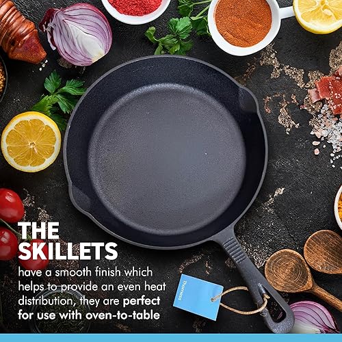 Miniatura 5 de Sartén de hierro fundido de 10 pulgadas, apta para horno, sartén para uso en interiores y exteriores, utensilios de cocina de hierro fundido, sartén