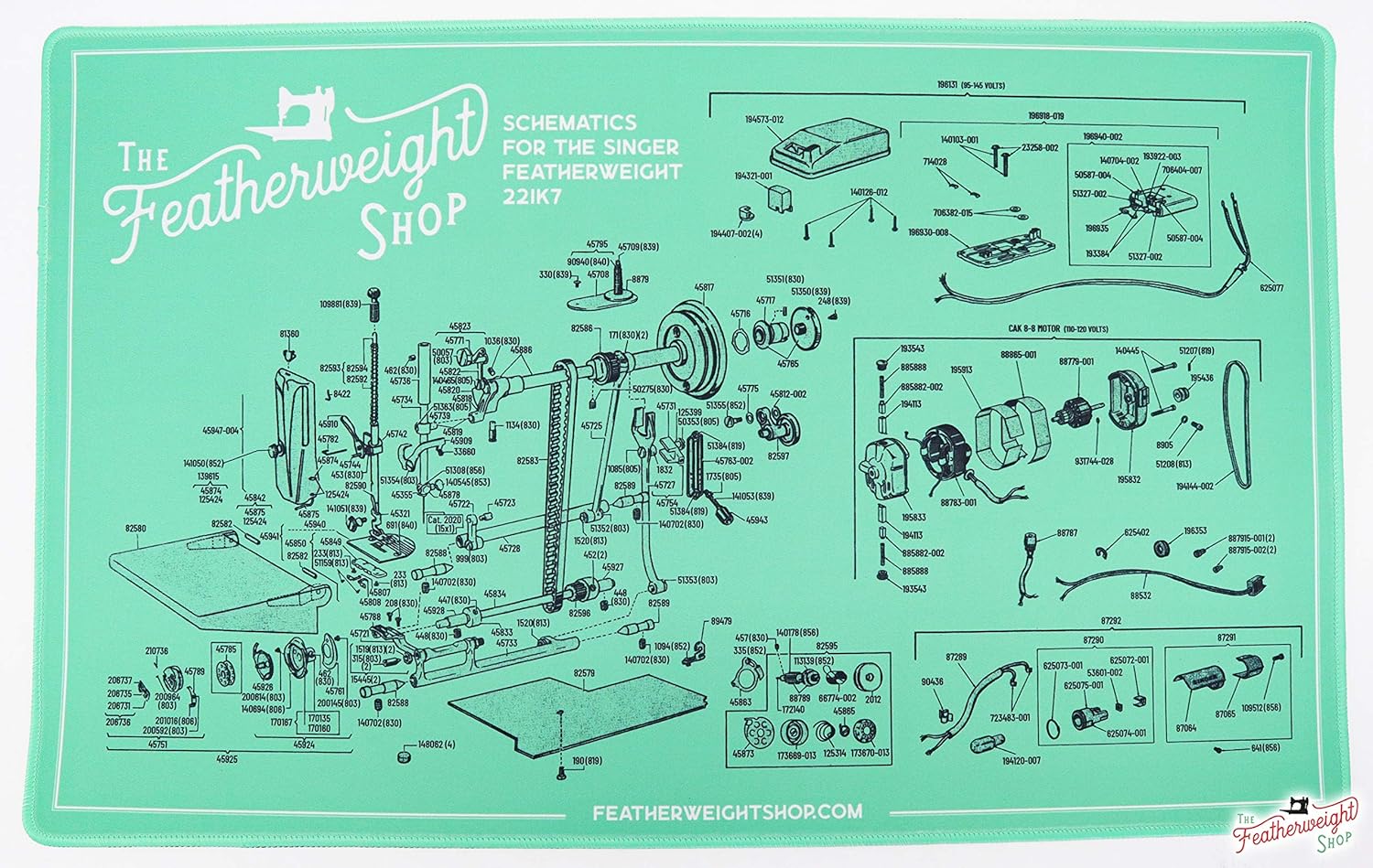 The Featherweight Shop Featherweight Schematic Servicing Mat, White