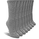 Doctor\'s Choice Diabetic Socks for Women, Non-Binding Top, Soft & Cushioned Crew, Circulatory Neuropathy Socks for Swollen Feet, Moisture-Wicking, Stretchable, 4 Pairs, 9-11 Medium - (Light Grey)