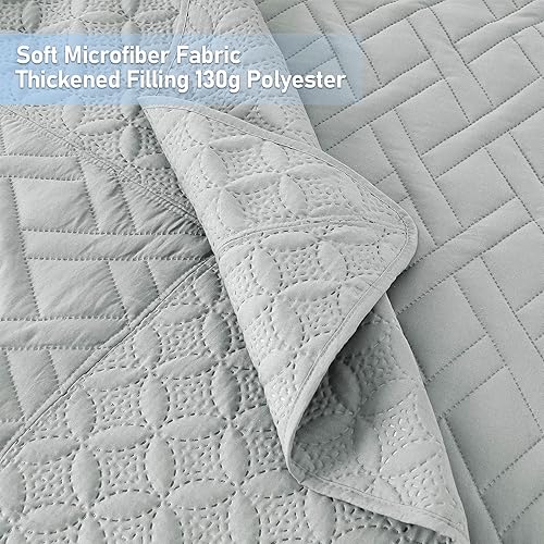 Vista 37 de Qucover Colcha beige tamaño California King, colcha ultrasónica de 3 piezas con patrón geométrico California King, colcha extragrande de 120 x 118