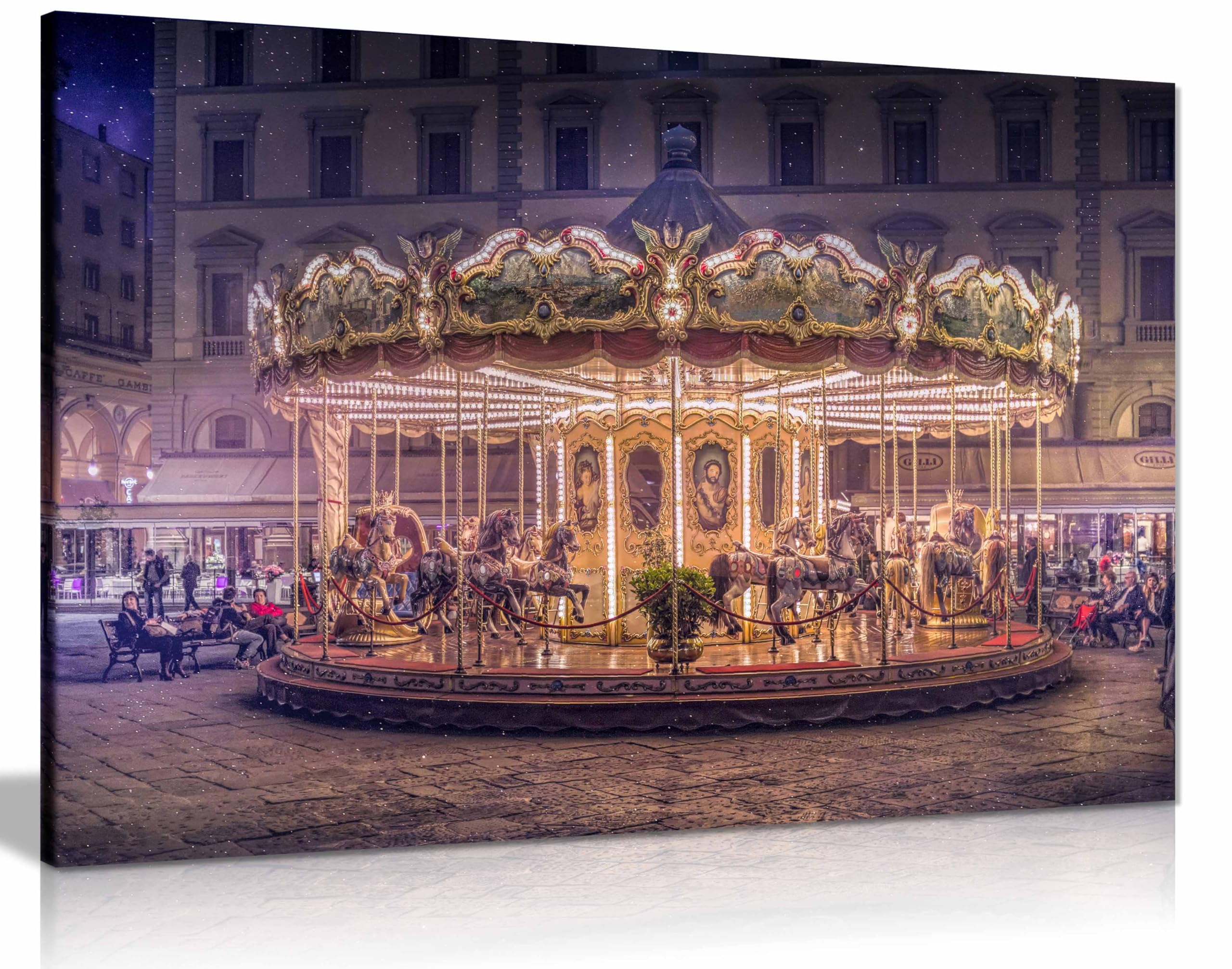Carousel Framed Canvas Print, Pictures for Home Walls, Bedroom, Living Room & Bathroom Decor 91x61cm (36x24in)