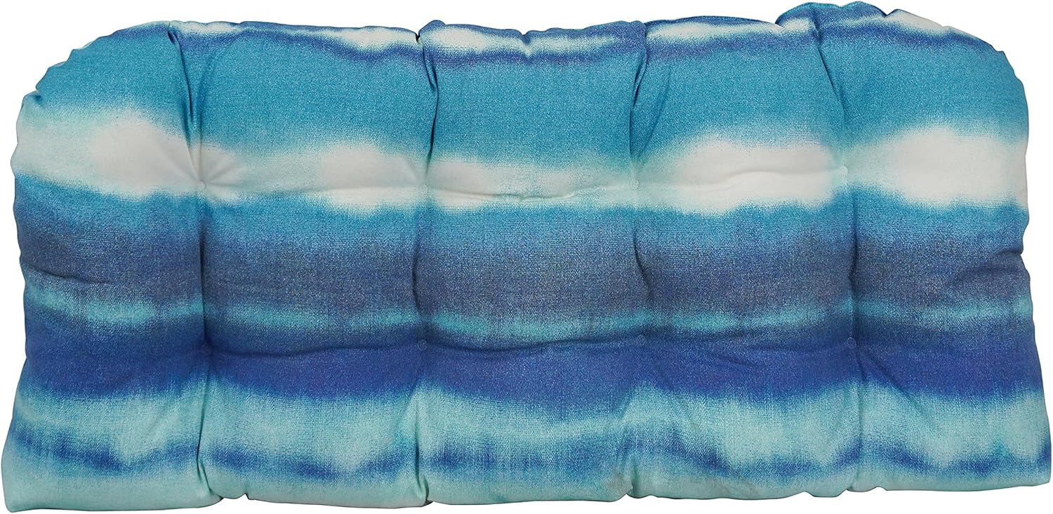 Blazing Needles Outdoor Rounded Back Loveseat Cushion, 42" x 19", Willsboro Blue 1 Count