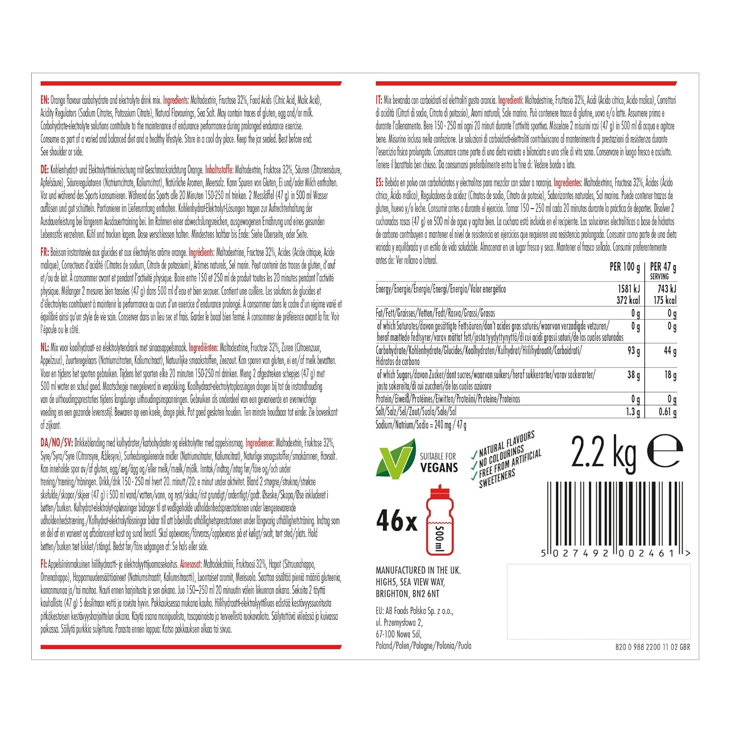 High5 Energy Source Orange Jar 2.2Kg