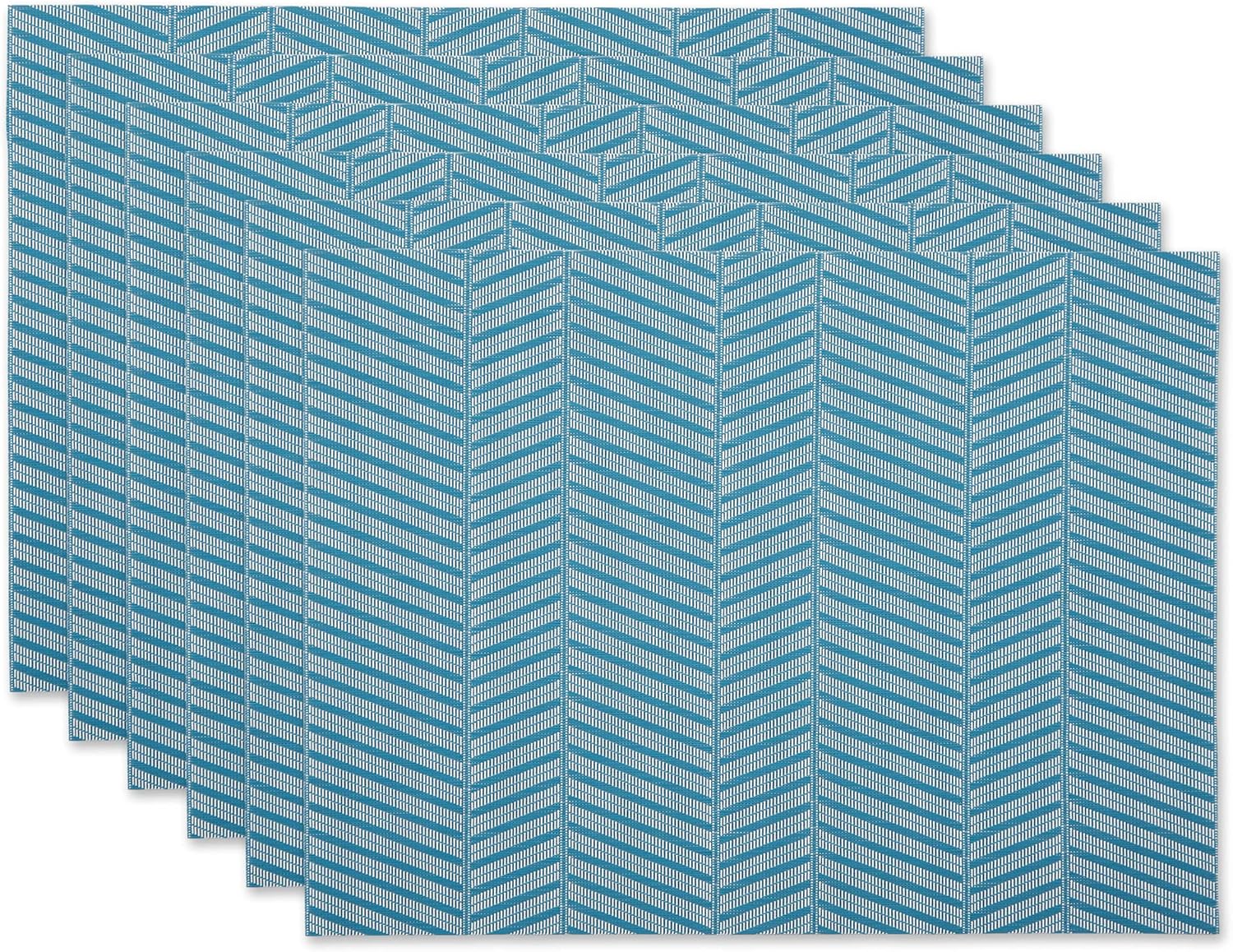 DII Farmhouse Stripe Woven Tabletop Collection Placemat Set, 13x17.25, Storm Blue, 6 Piece