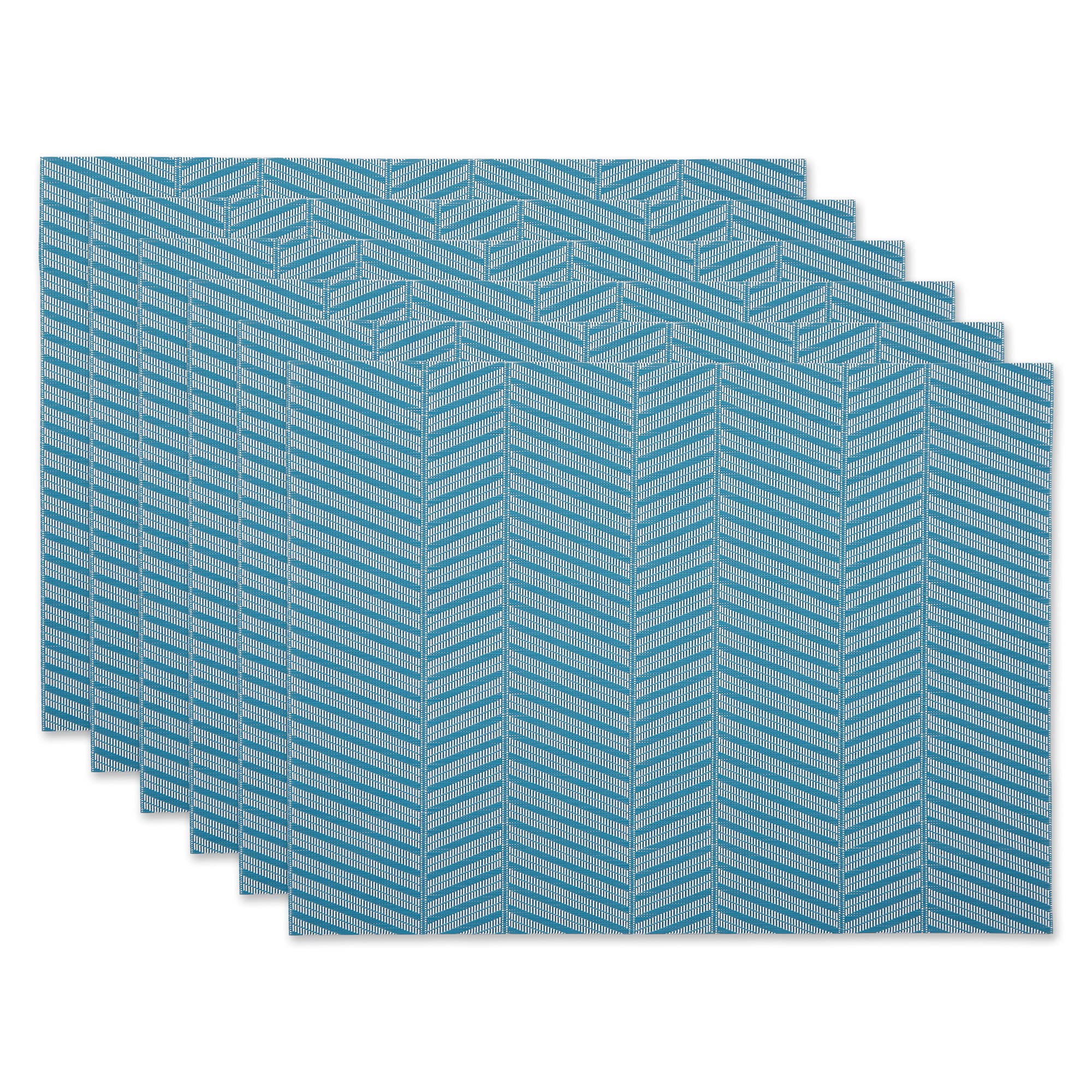 DII Conjunto de jogo americano de mesa com listras listradas, 33 x 43 cm, azul tempestade