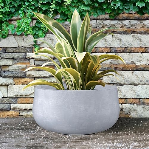 Miniatura 5 de Kante RC0051C-C60611 - Maceta redonda de hormigón ligero para exteriores, gris pizarra