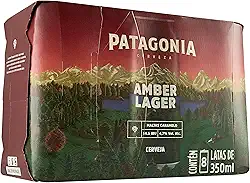 Pack Cerveja Patagonia Amber Lager Nacional 350ml Lata Sleek - 8 Unidades
