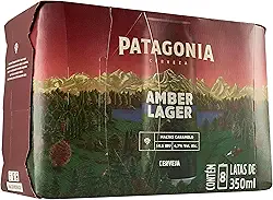 Pack Cerveja Patagonia Amber Lager Nacional 350ml Lata Sleek - 8 Unidades