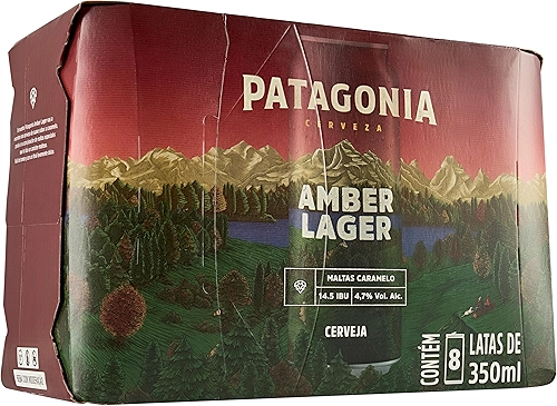 Pack Cerveja Patagonia Amber Lager Nacional 350ml Lata Sleek - 8 Unidades