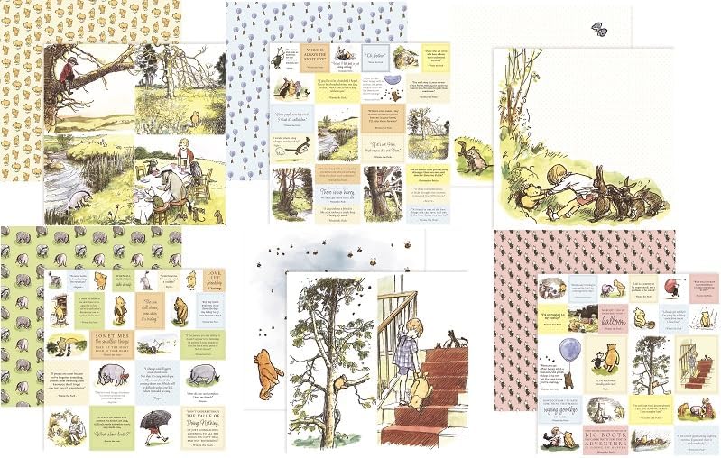 Classic Pooh - Juego de 6 hojas surtido de papeles de recortes de 12 x 12 pulgadas