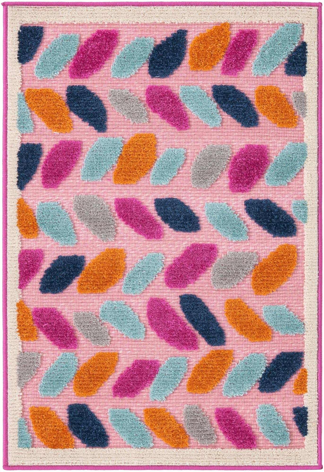 Rugs.com Aruba Outdoor Collection Rug – 2' x 3' Pink Low-Pile Rug Perfect for Any Outdoor Space, Entryways, Kitchens, Breakfast Nooks, Accent Pieces