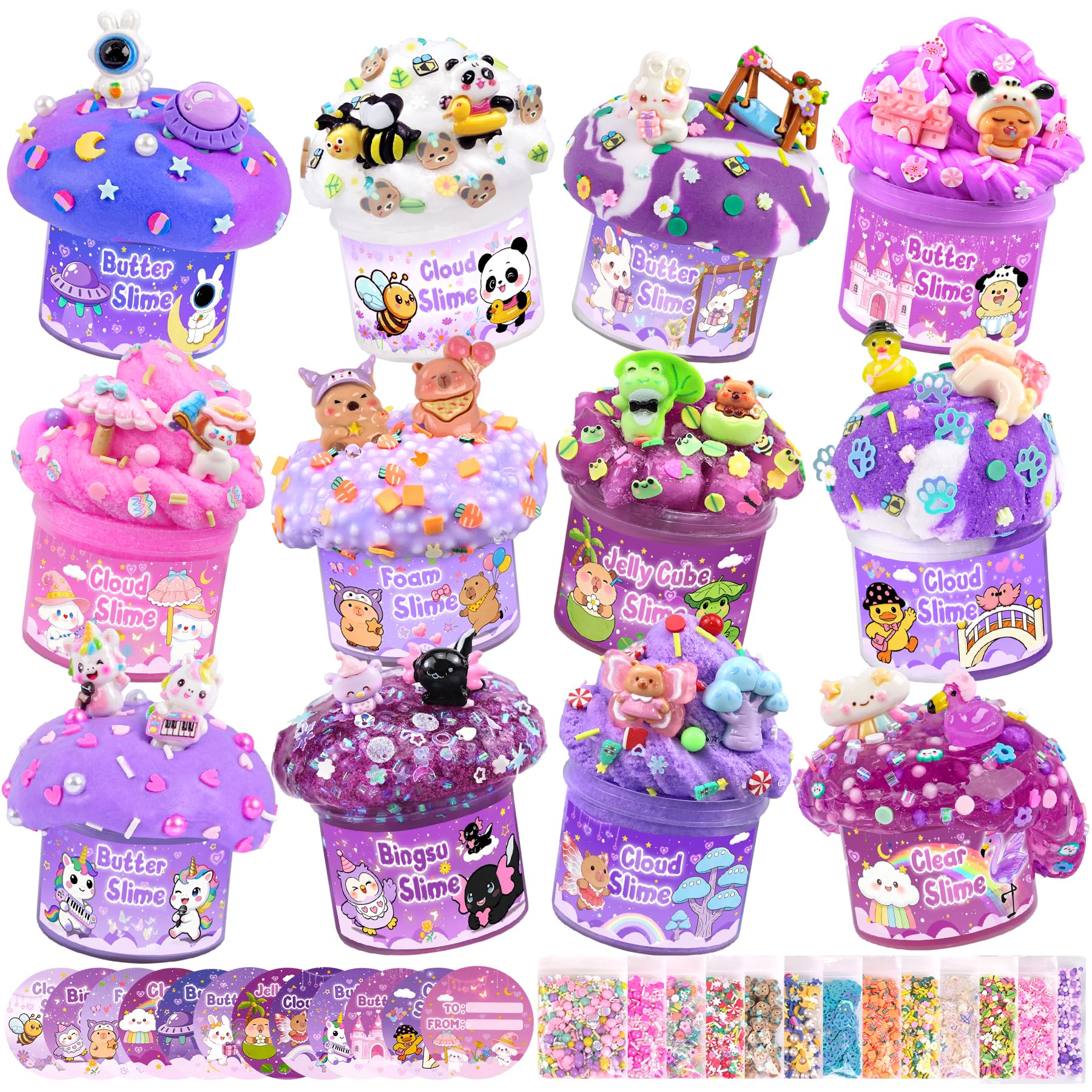 12-Pack Purple Slime Kit for Kids, Butter Cloud Squishy Party Favor Set