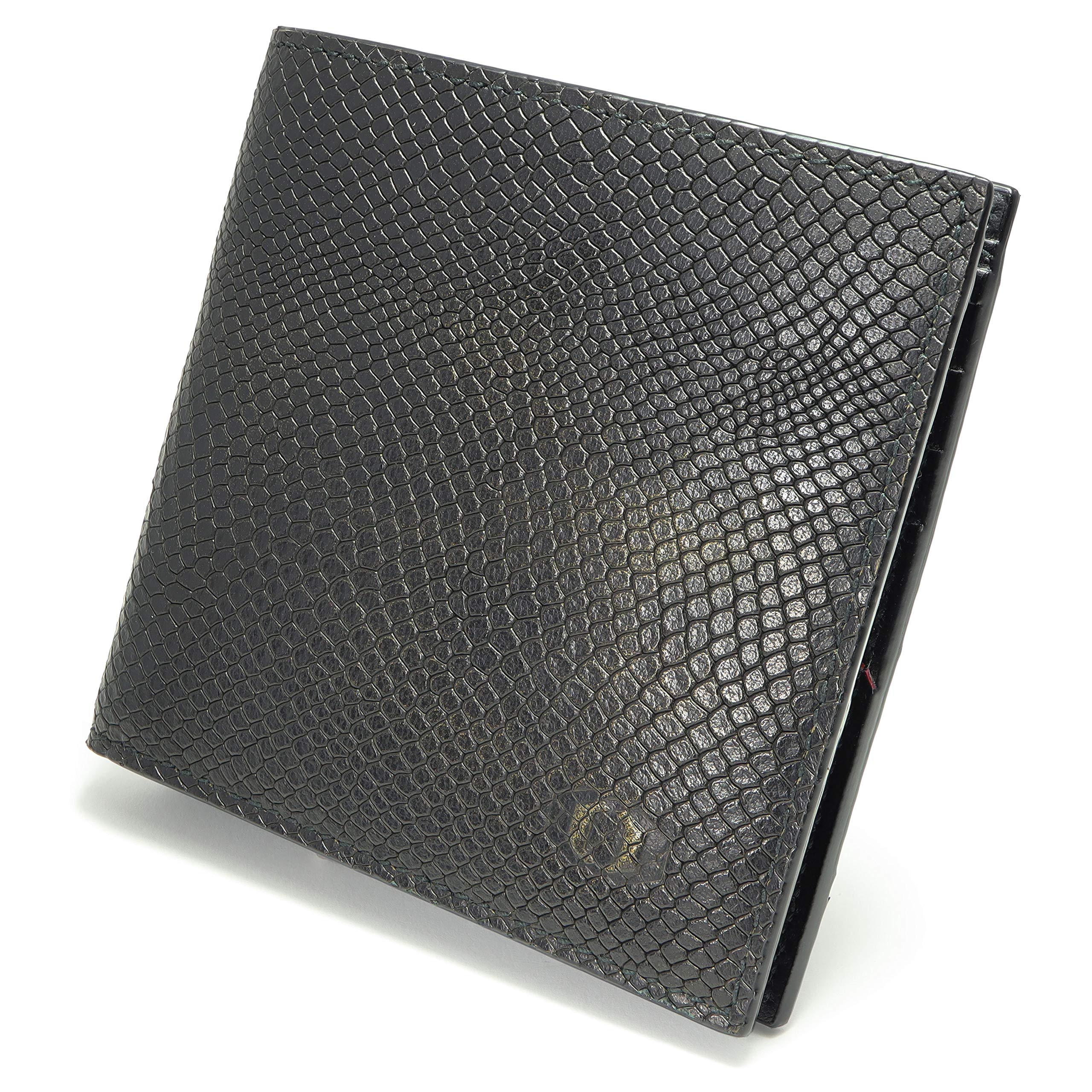 ColdFire Snake Eye Slim Wallet - 8 Card Slots - RFID Blocking - Mens wallet Leather Bifold - Multi Compartment Design - Snakeskin Pattern (Black Edges