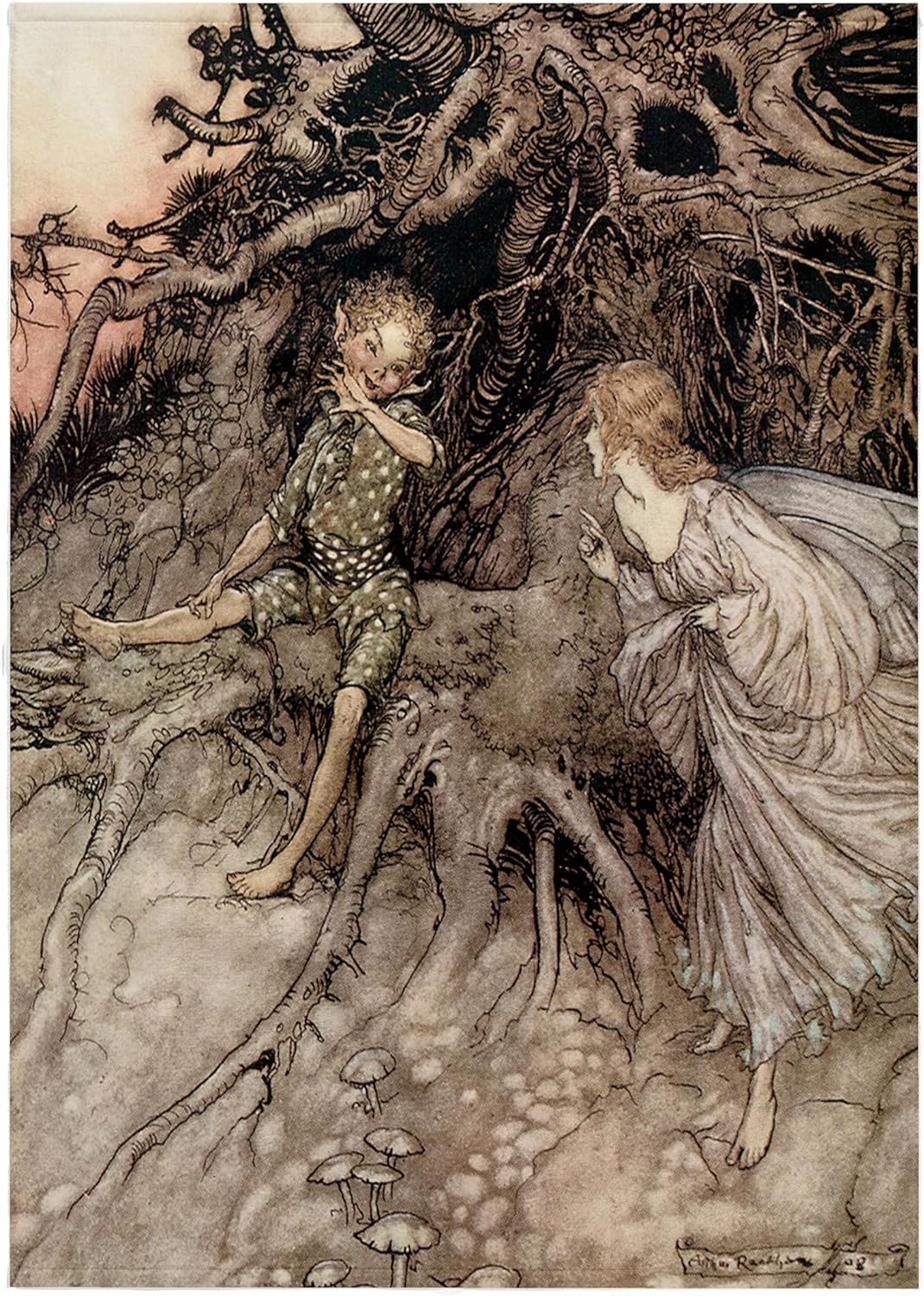 3dRose A Midsummer Nights Dream 2 Arthur Rackham Fantasy Fairy Painting 22x30 Bath Hand Pool Towel