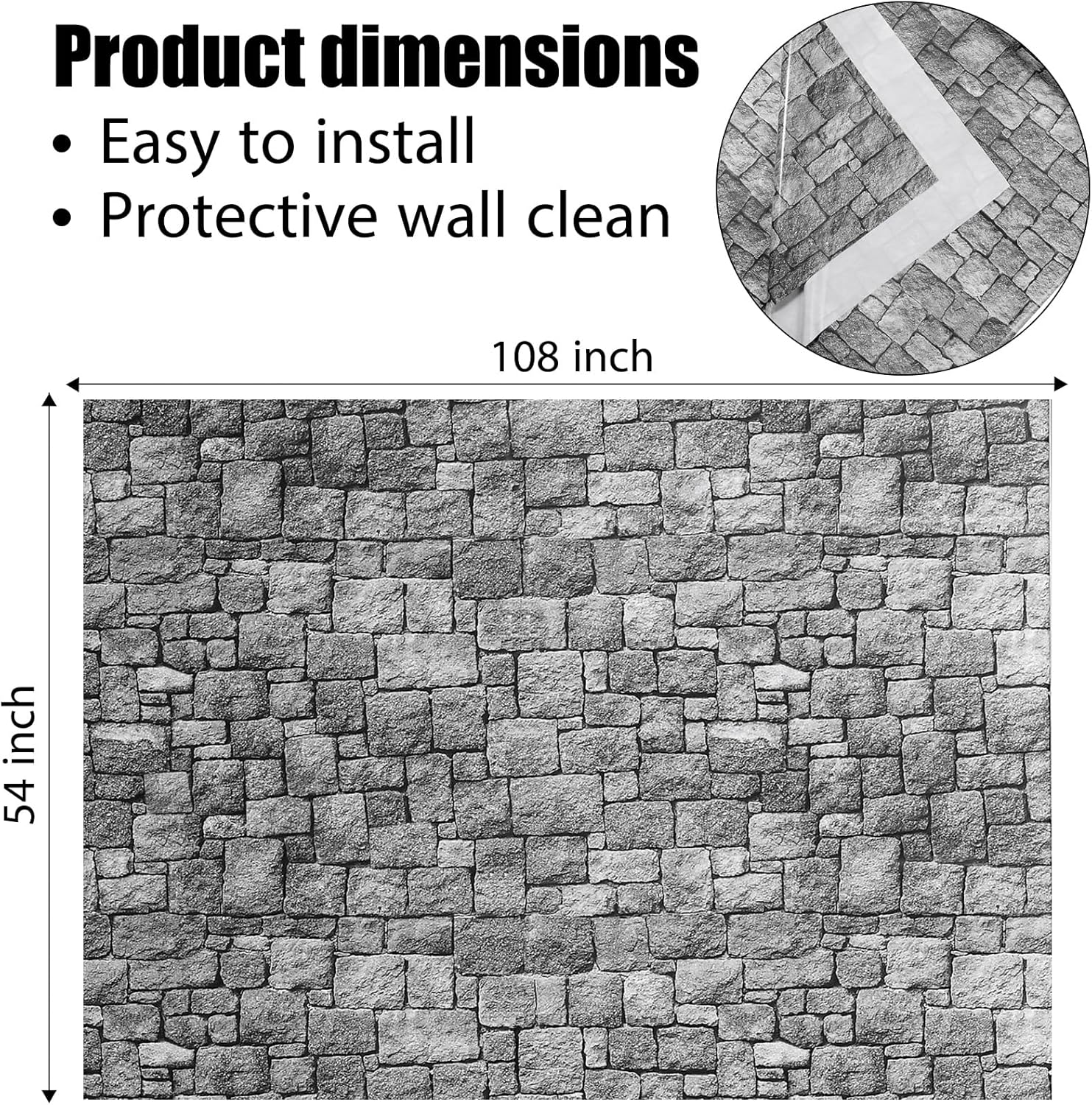 Chuangdi Brick Stone Wall Stone Wall Scene Setter Brick Sheet Wallpaper Curtains Door Removable Tablecloth Photo for Halloween Christmas Party and Home Decor(Gray,6 Pcs)