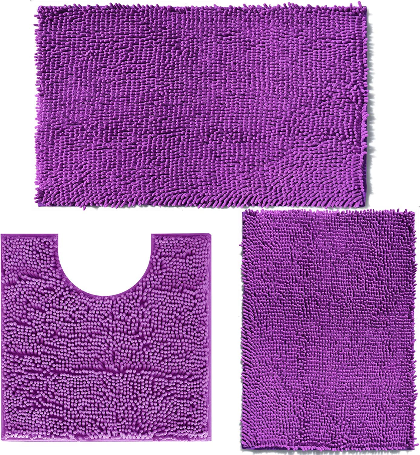 THMINSU-Shaped Toile Bathroom Rugs Sets 3 Piece, Non Slip, Extra Absorbent, Bathroom Rugs and Mats Sets, Soft & Dry Bath Rug/Mat Sets for Bathroom Washable Carpets Set