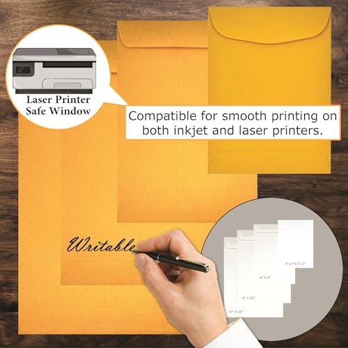 Envelope de catálogo de 15 cm x 23 cm da Cashier Depot (ponta aberta), papel premium de 60 kg, Kraft