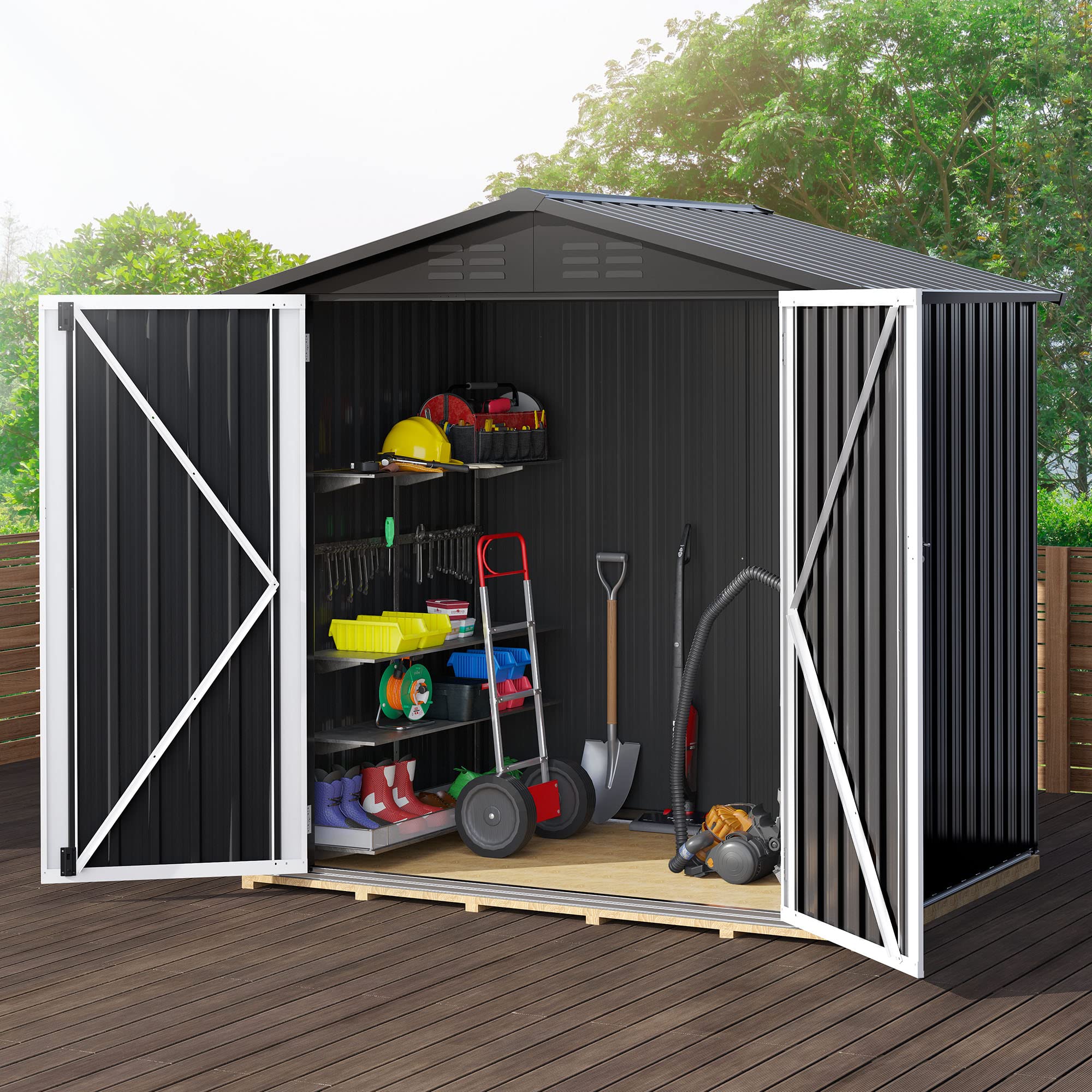 Buy DWVO 6' x 4' Outdoor Storage Shed, Large Metal Tool Sheds, Heavy