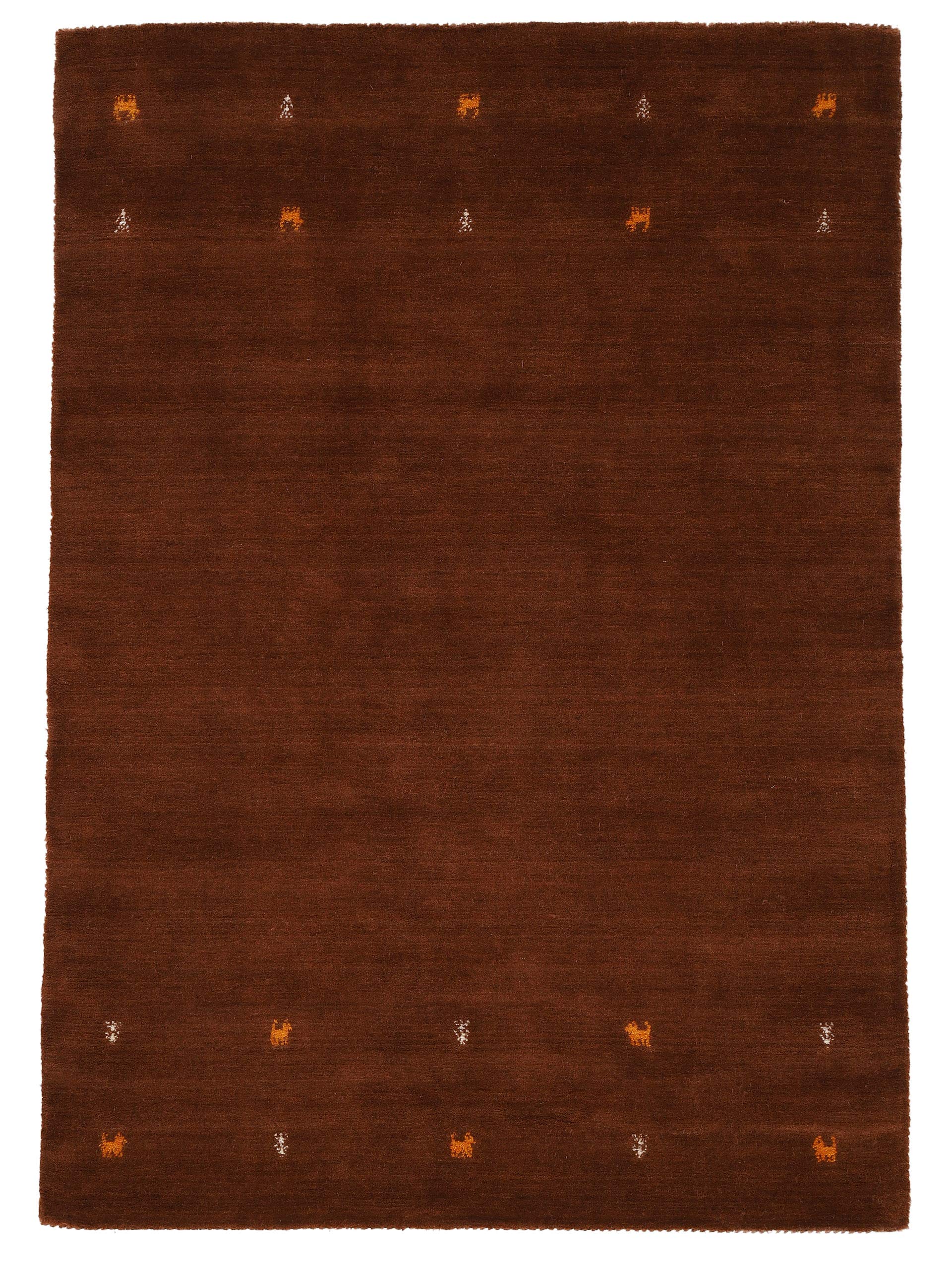 carpetfine Wollteppich Gabbeh Uni Braun 60x90 cm | Moderner Teppich für Wohn- und Schlafzimmer
