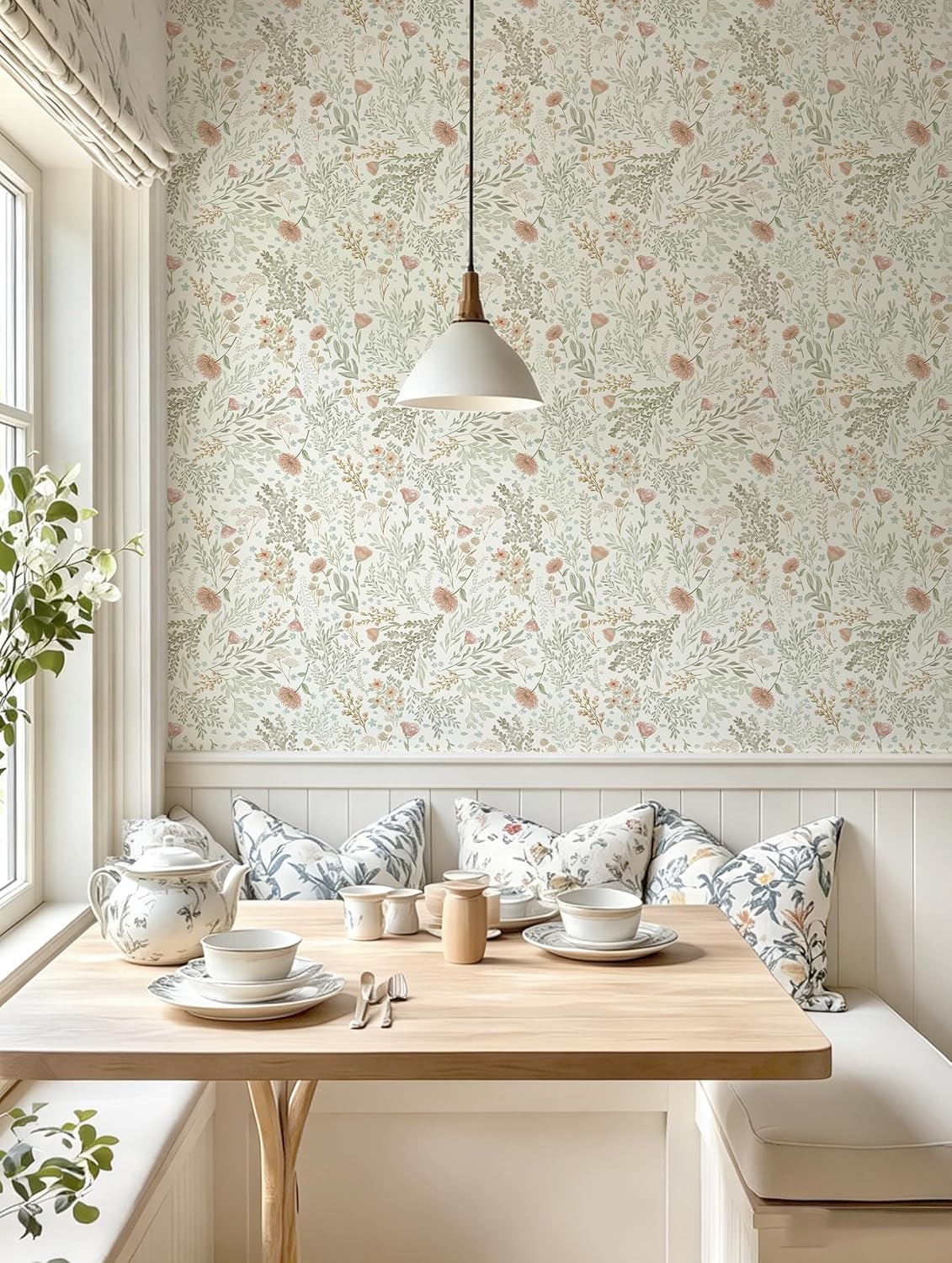 Floral Peel and Stick Wallpaper Vintage Floral Contact Paper 17.3" x 197" Beige Wildflower Wall Paper Vinyl Self Adhesive Waterproof Boho Botanical Wallpapers for Bedroom Bathroom Decor image 5