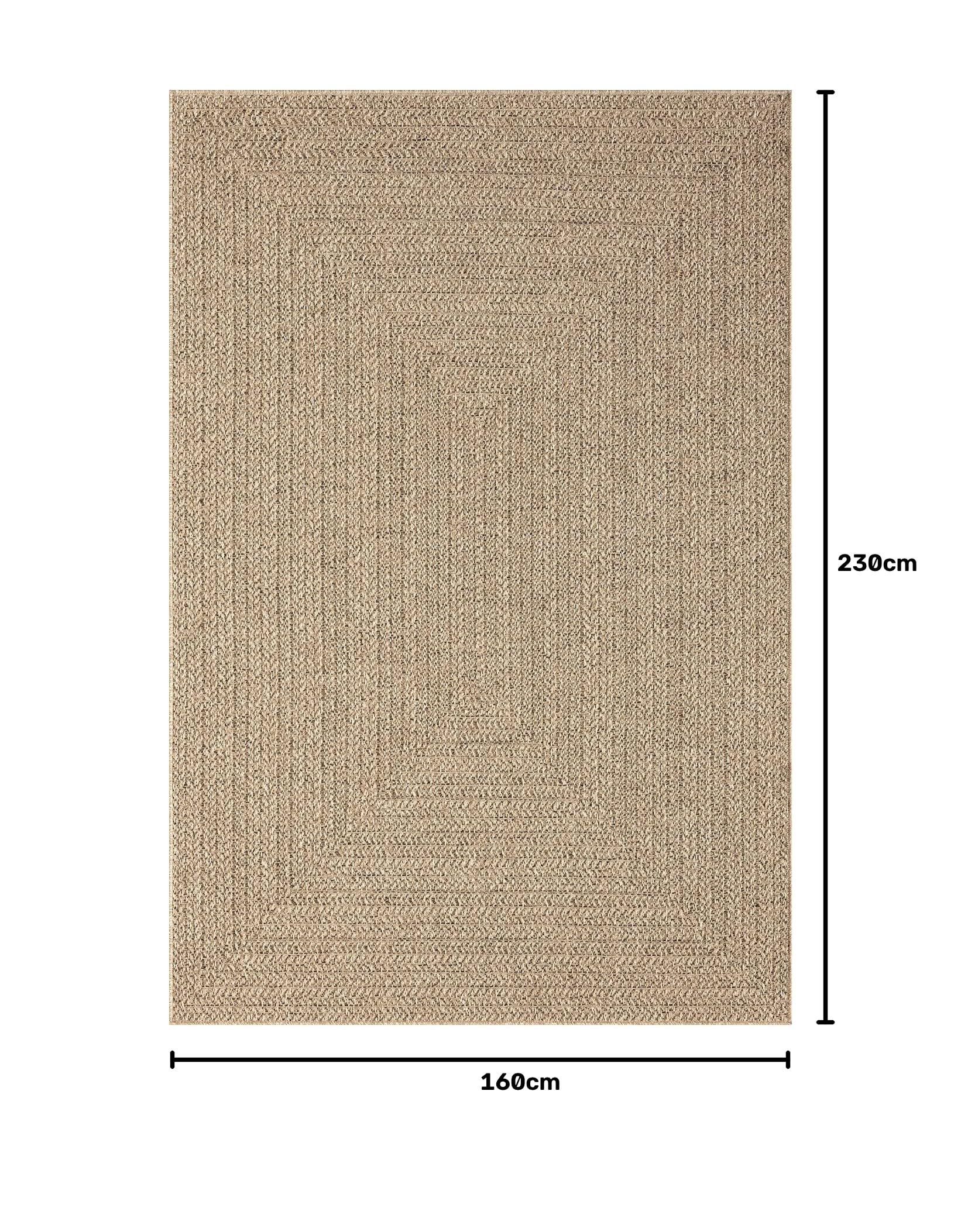 the carpet Kansas – tappeto indoor/outdoor in juta naturale, resistente e facile da pulire, ideale per terrazza, balcone o soggiorno - Natura - ca. 160 x 230 cm
