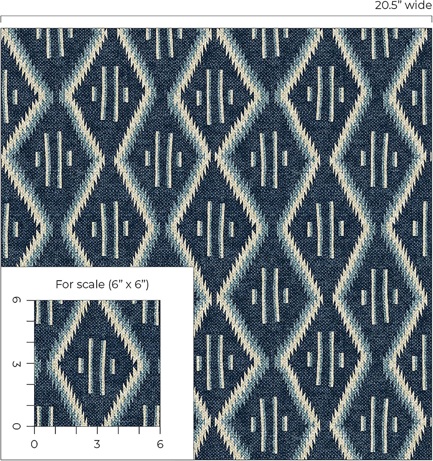 Surface Style Modern Heirloom Geometric Stripe Peel and Stick Wallpaper, (Blue Denim)