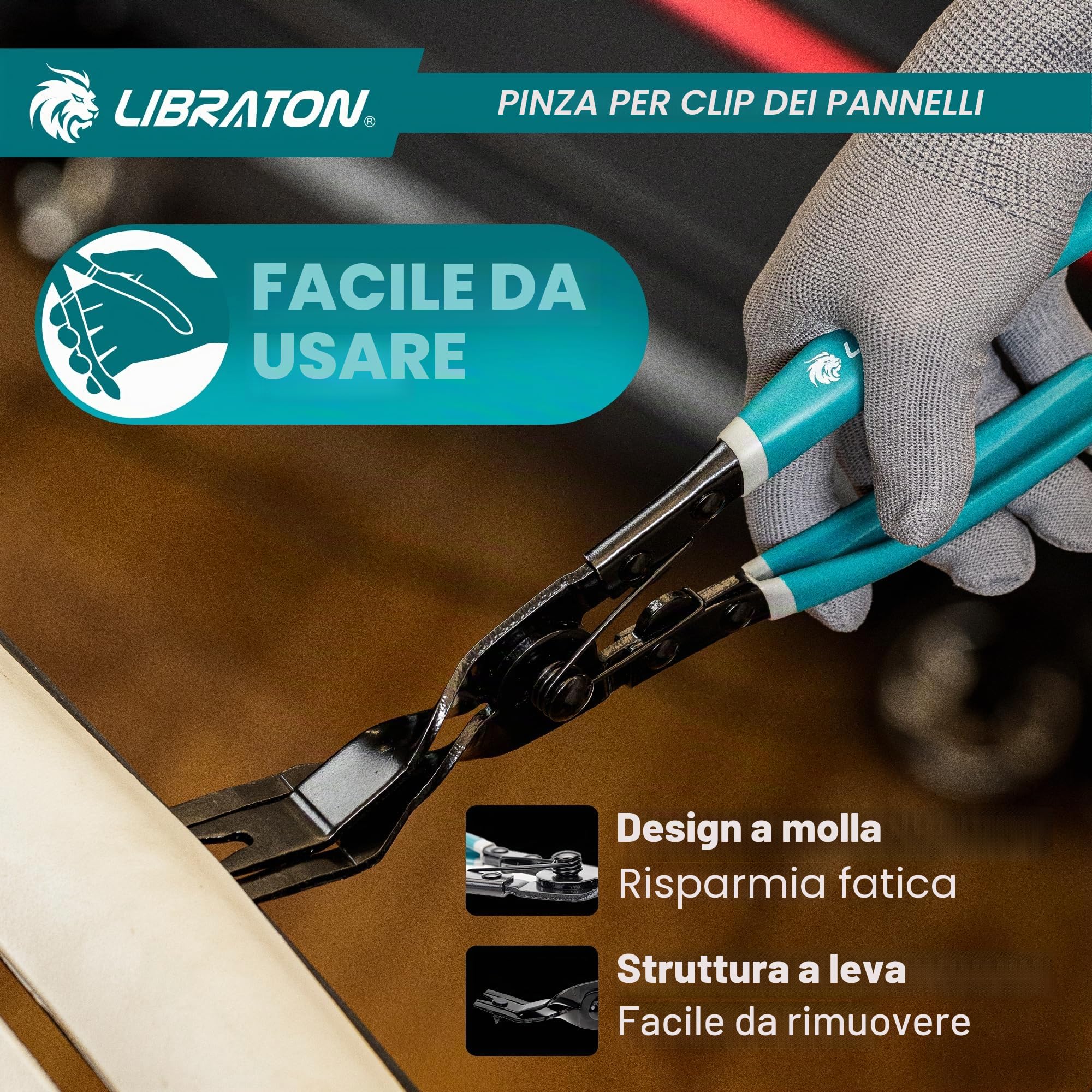 LIBRATON Pinza per Rimozione Clip Auto, Pinza per Rivetti in Plastica, Strumenti per Rimozione Clip dei Pannelli Porta, Multiuso Strumenti per la Rimozione di Elementi di Fissaggio per Autoveicoli