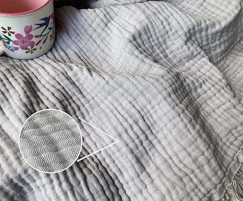 Miniatura 3 de Manta KyraHome de muselina 100 % orgánica para sofá, transpirable, súper suave, 100 % algodón, acogedora, ligera, cálida, suave, para todas las