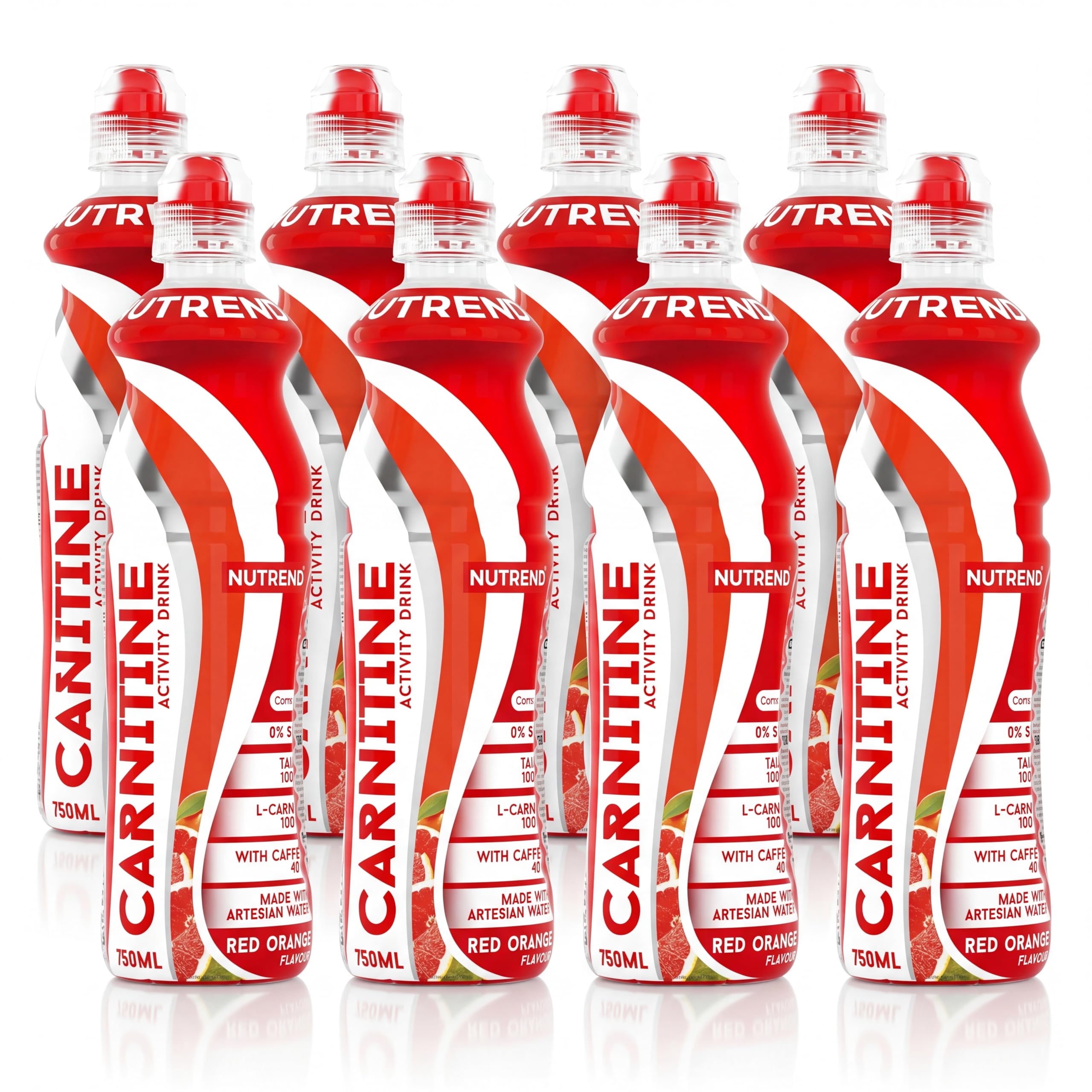 Bebida de Carnitina y Magnesio Nutrend Sabor Naranja Roja 750 ml Pack de 8 – bebida de energía e hidratación