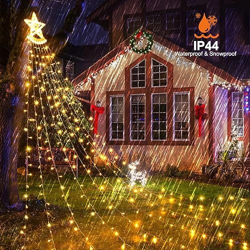 Miniatura 3 de Guirnalda de luces de Navidad para exteriores 126 pies350 luces LED de cascada de Navidad con impermeable 8 modos de iluminación decoración perfecta