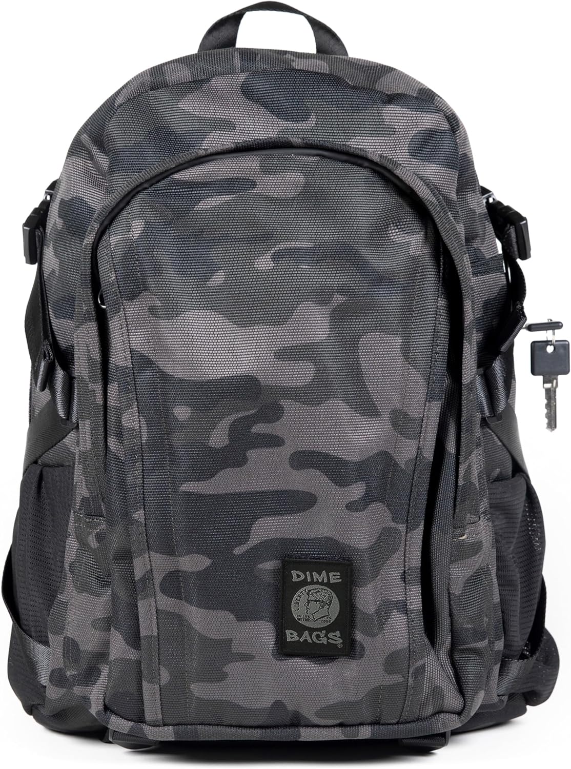 DIME BAGS Odor Blocking Backpack with Lock, Water-Resistant, Anti Theft Bag, Lockable Travel Backpack with Padded Shoulder Straps, Spill Proof Zippers, Transporter (Camouflage)