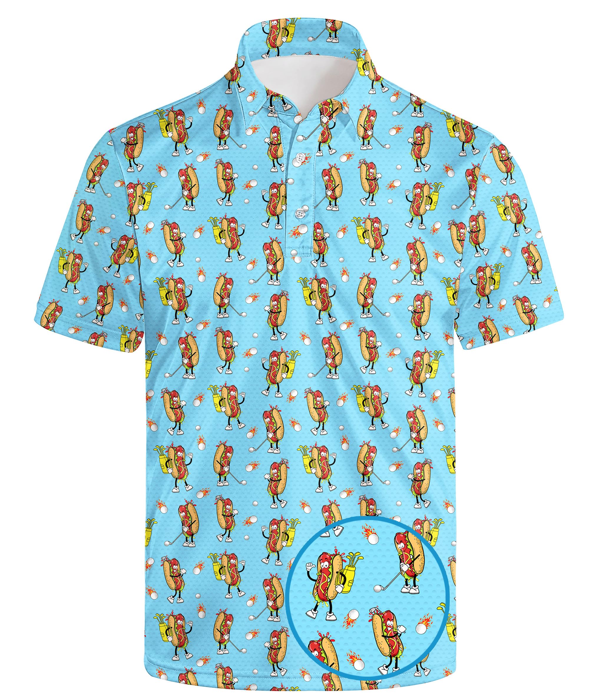 Seconight Golf Polo Shirts for Men Funny Print Golf Polos Short Sleeve Performance Men's Golf Shirts Quick Dry