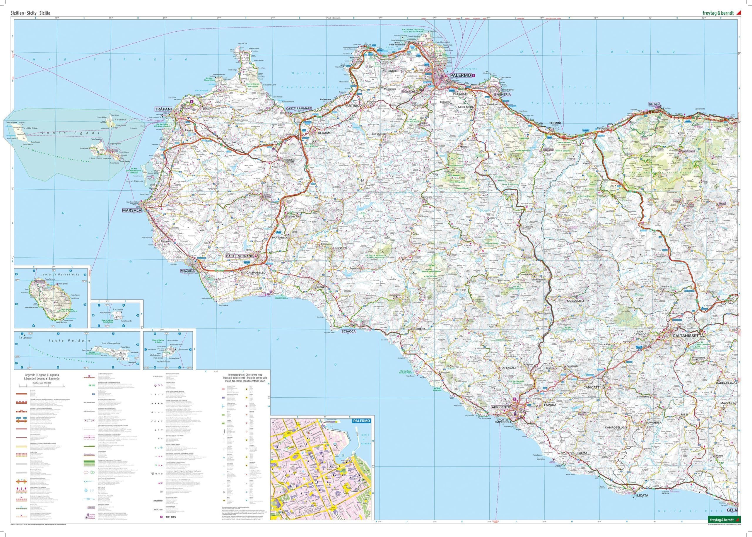 Sicile palerme catane messine: Straßen- und Freizeitkarte Palermo - Catania - Messina, mit Infoguide, Top Tips: AK 0618