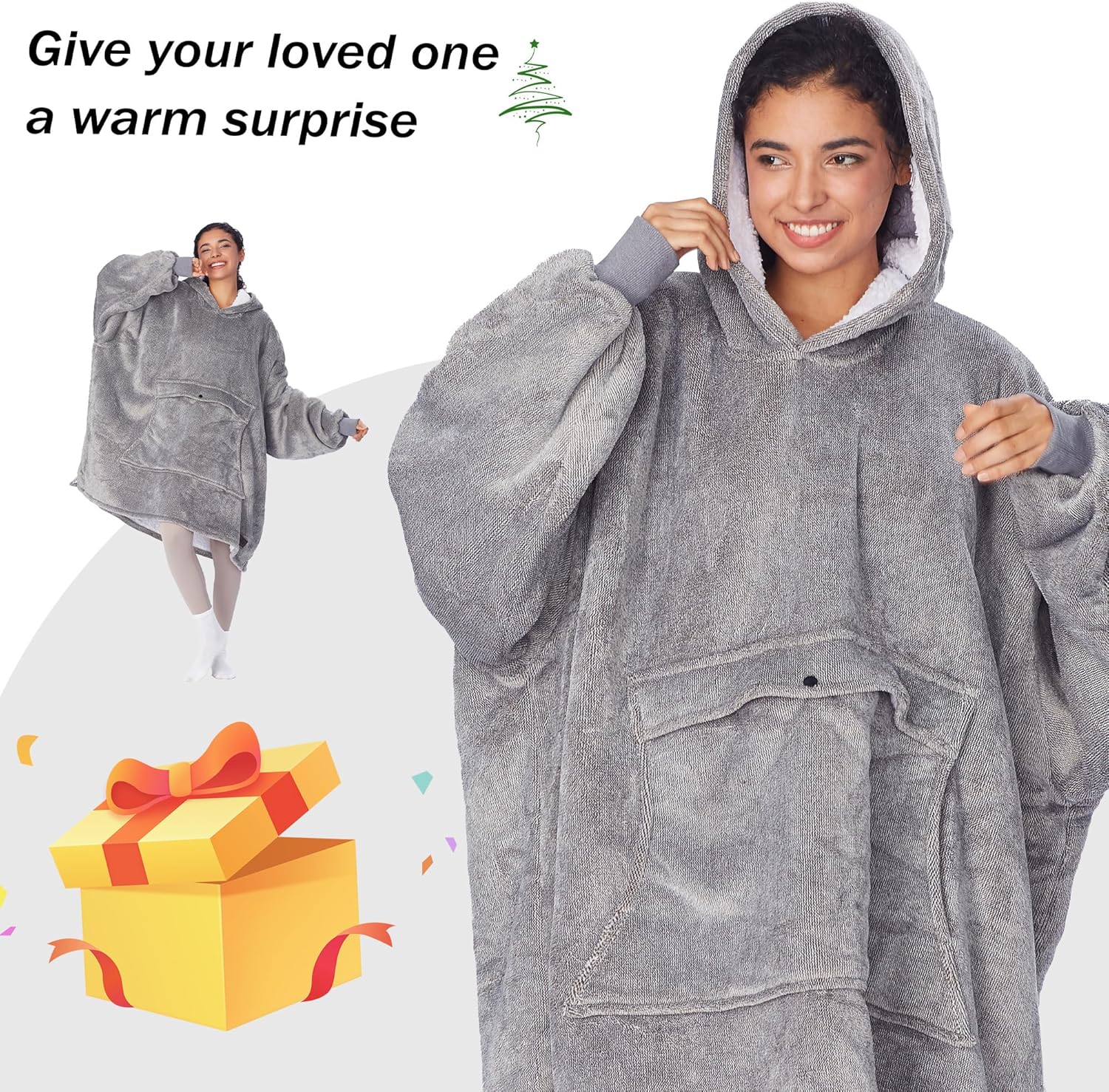 Catalonia Oversized Blanket Hoodie Sweatshirt, Wearable Sherpa Lounging Pullover for Adults Women Men - Image 6