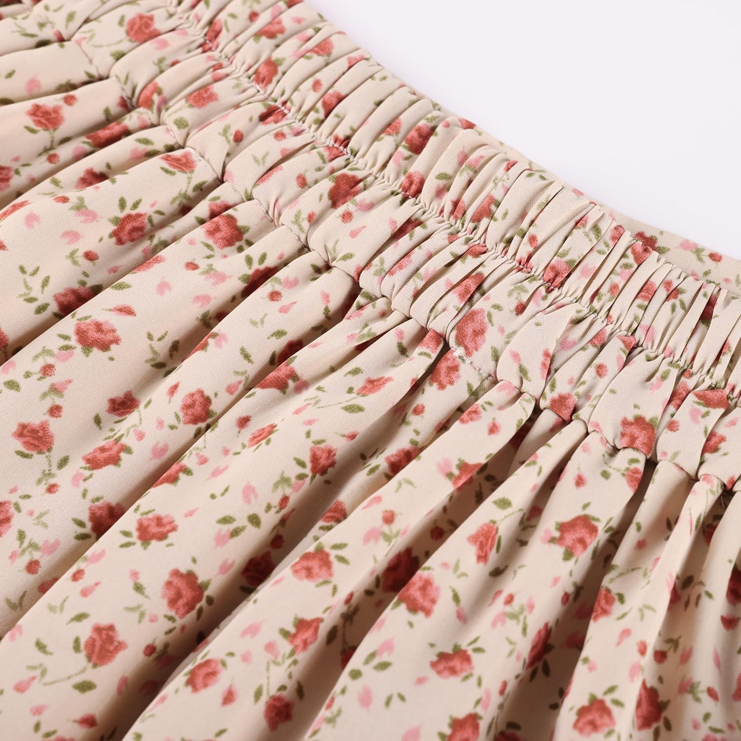 Belle Poque Women's Floral Midi Skirts with Slit High Waist Pleated Skirts Flowy A-Line Skirt with Pockets Spring Summer 2026