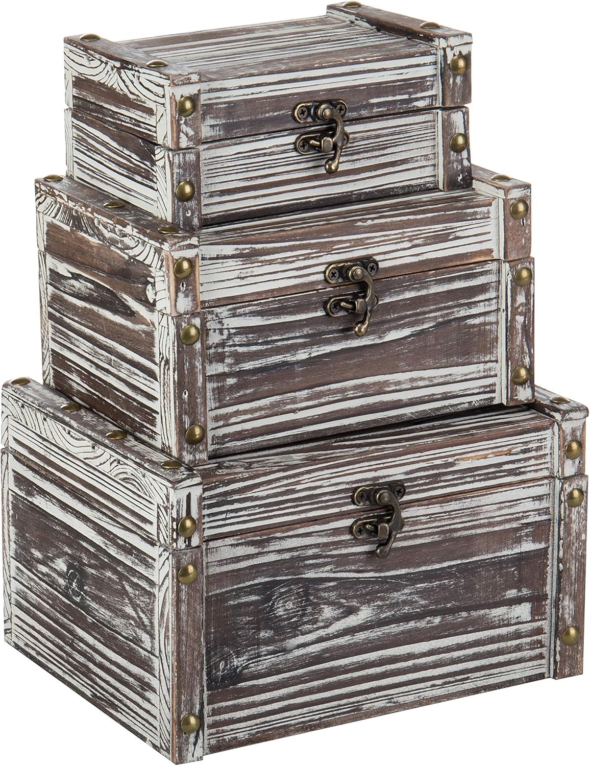 MyGift Set of 3 Rustic Torched Wood Nesting Storage Chests Amazon.ca