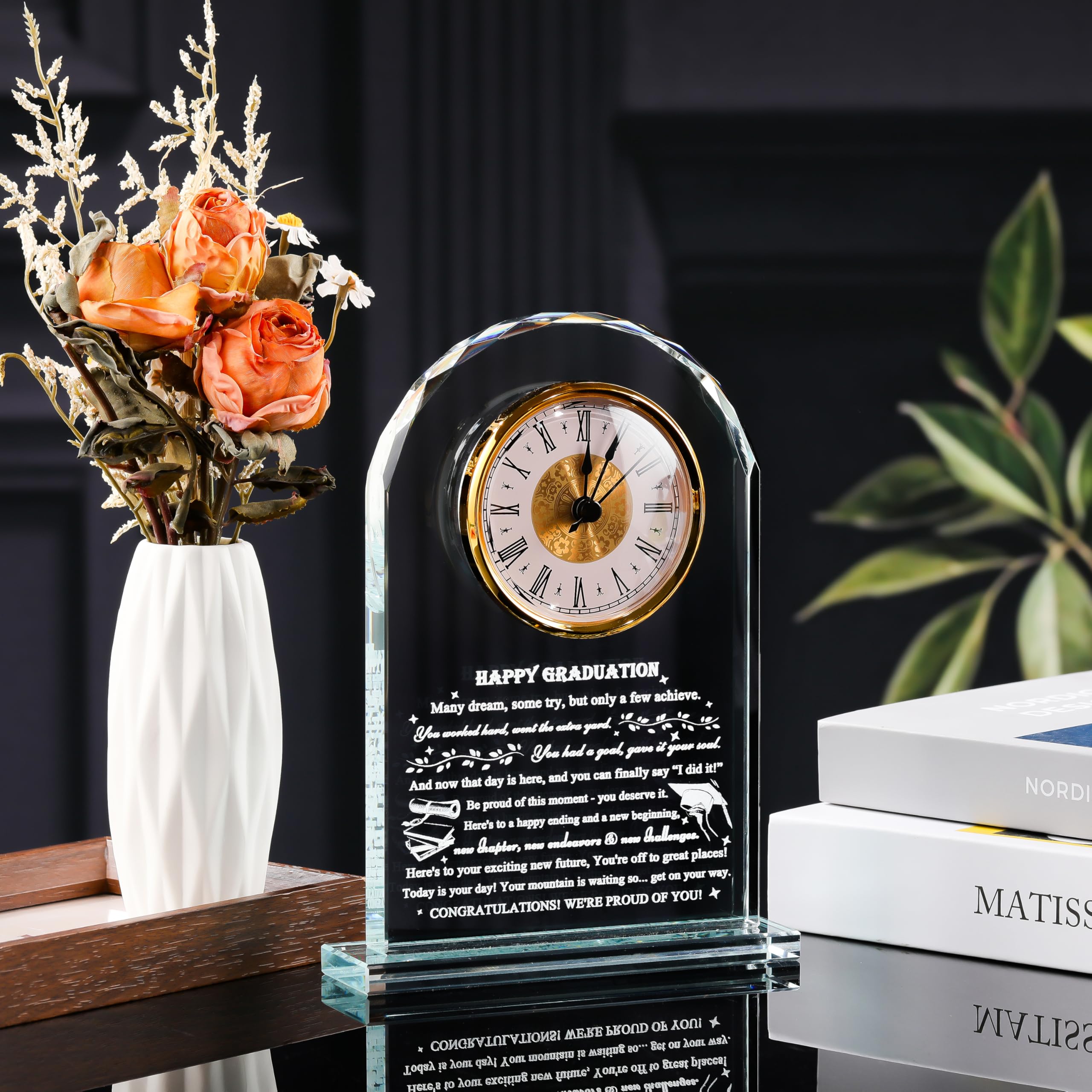 Qianwei Graduation Gift for Her Him - Crystal Clock Class of 2026