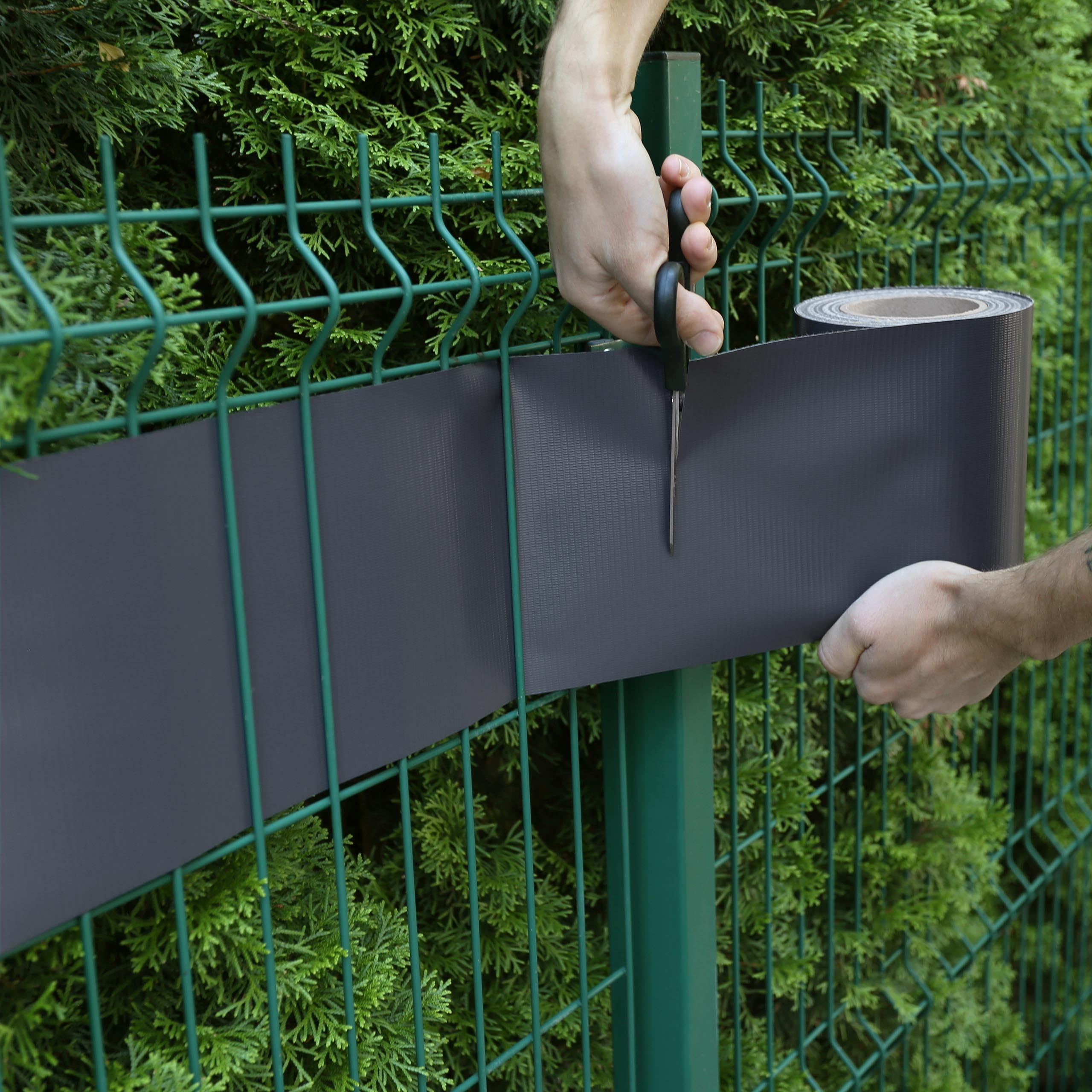 Privacyscherm Schaduwrijke hekwerkband, beschermingsscherm UV Omheiningsfolie, zichtlawaai, zon, windscherm, PVC-strip 35m 450g/m2 20 bevestigingsclips (Antraciet, 19 cm