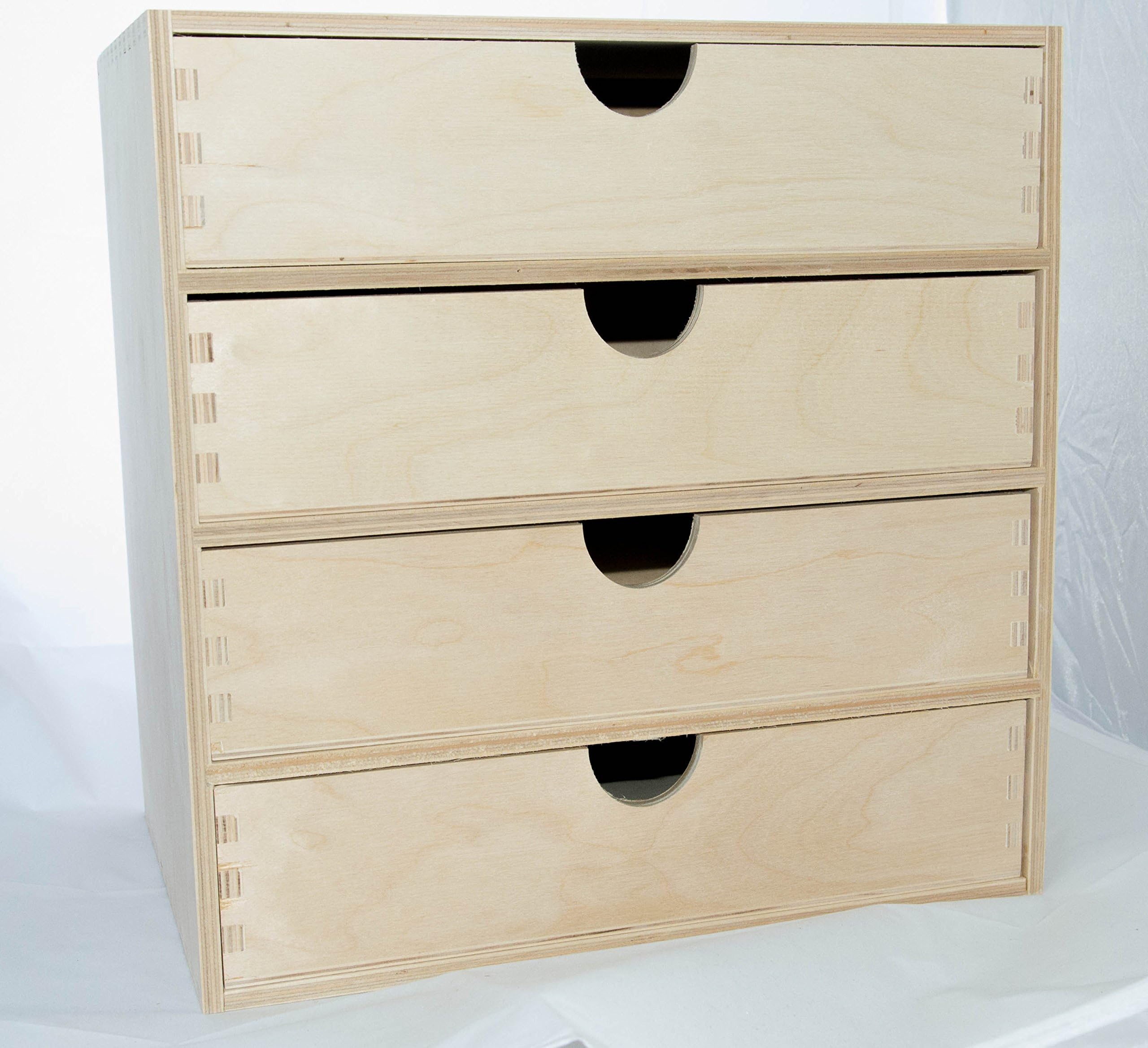 1 x Plain Wooden Cupboard Chest Shelf With Drawers Storage Desktop A4 Unit PD44