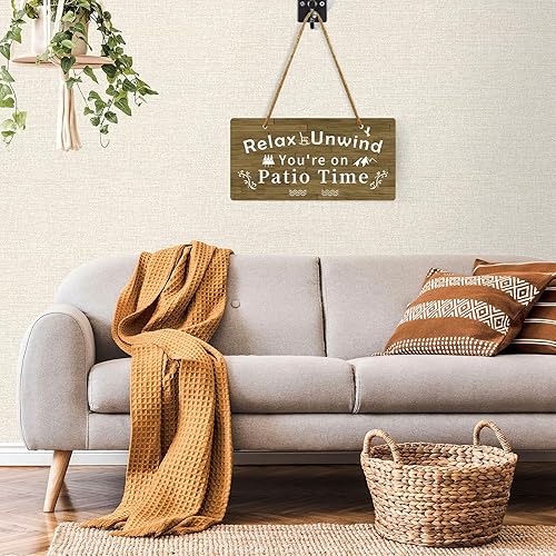 Miniatura 6 de Letrero colgante de pared para patio al aire libre para decoración exterior de 10 x 5 pulgadas, letrero colgante de plástico para el hogar, bar,