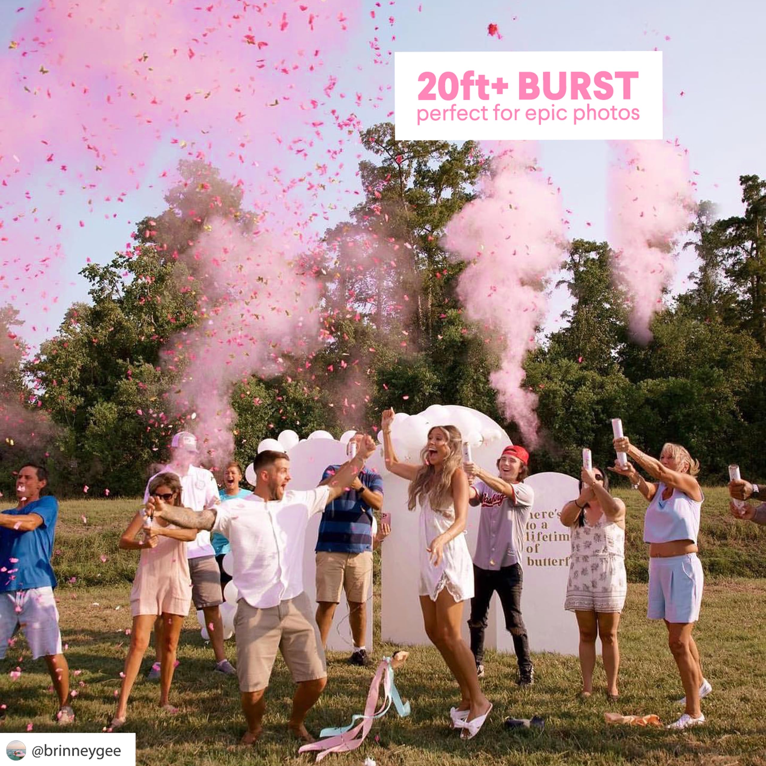 PrimePure Cannoni Spara Coriandoli per Gender Reveal - Polvere Biodegradabile e Coriandoli a Forma di Farfalla - Rosa, Confezione da 4 - Bombe di Fumo Gender Reveal