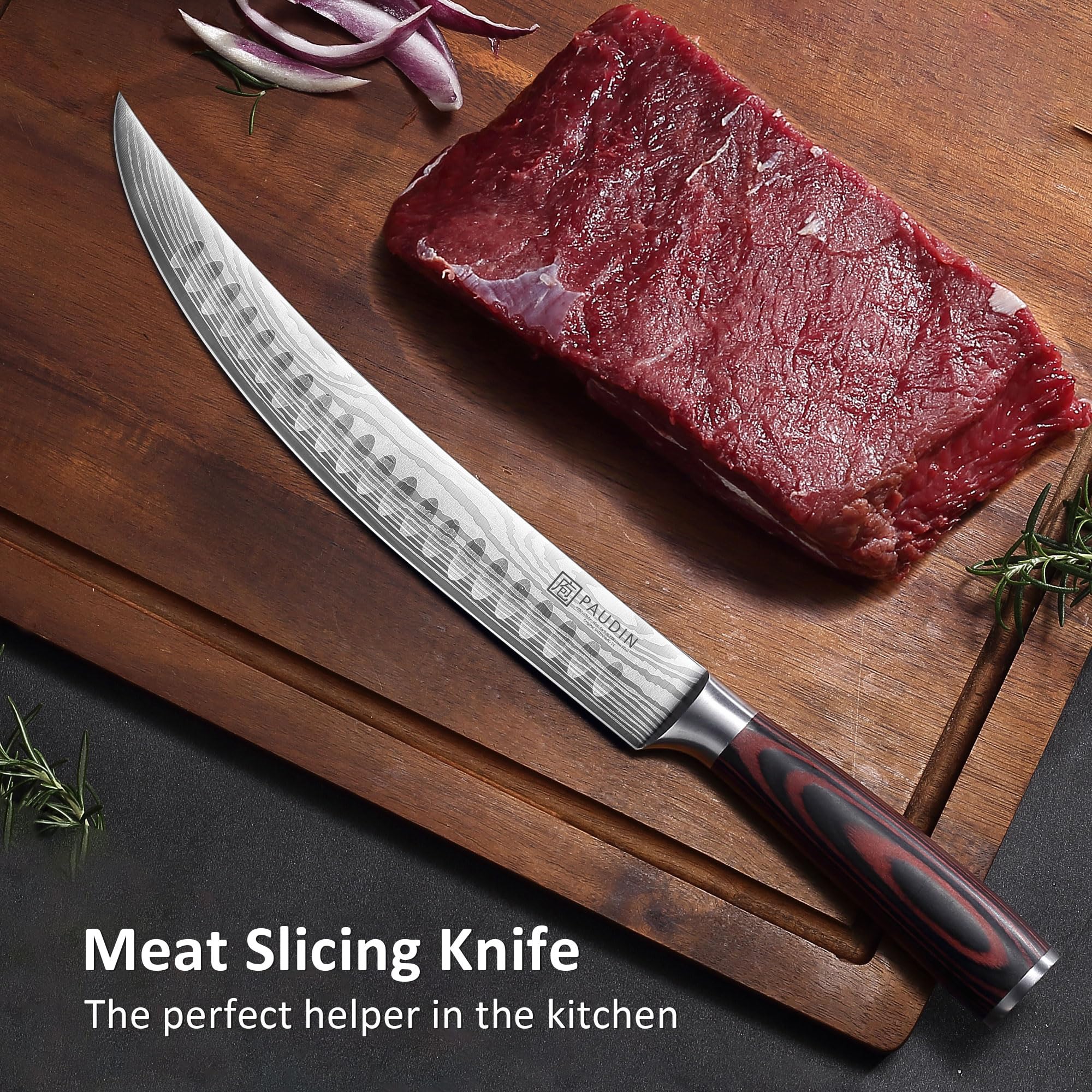 PAUDIN 10″ Carving Knife, Curved Brisket Slicing Knife for Meat Cutting — Amazon image 7