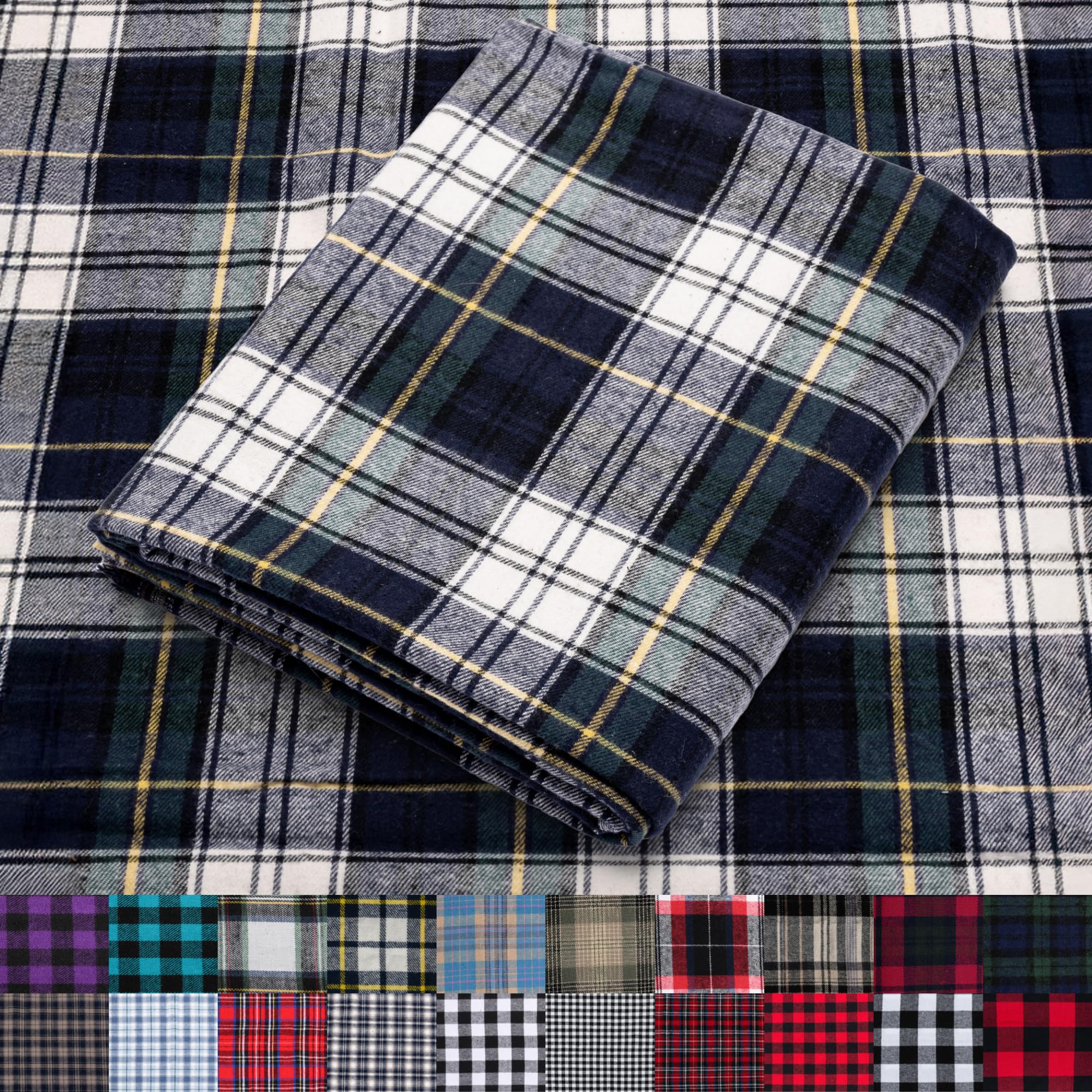 Pico Textiles 1 Yard Blue and Green Blackwatch Tartan Plaid Flannel Fabric - 60" Wide - 100% Cotton - Sold by The Yard - for Shirts, Scarves, Pajamas & Receiving Blankets — view 86