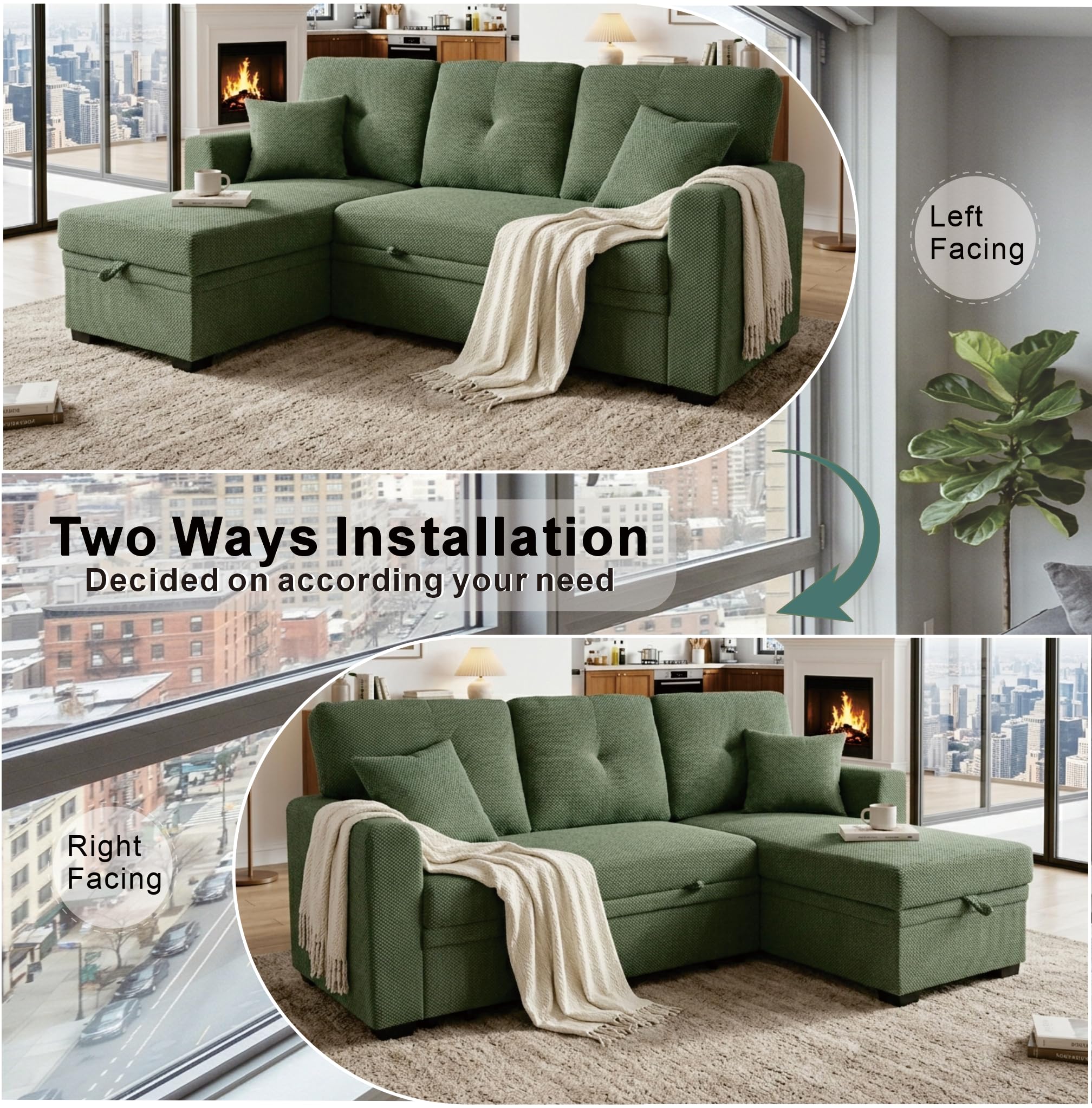 5 Sleeper Sectionals With Storage Worth Buying in 2026 1 WuerQi 71 Sofa Bed with Queen Size Pull Out Couch Sectional Sleeper — product photo