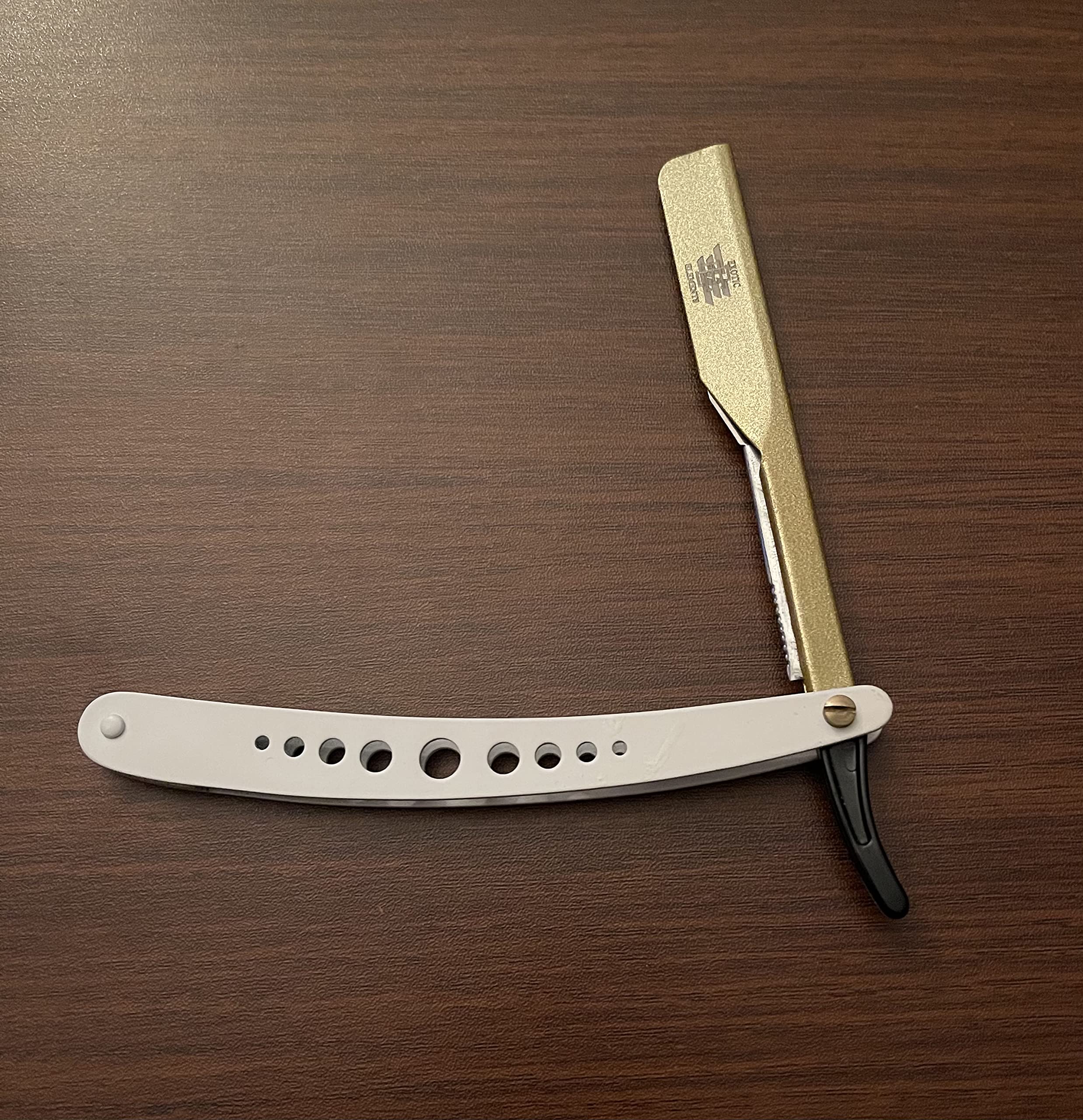 Premium Quality Shaving And Hair Shape Up Salon Straight Edge Razor White and Gold