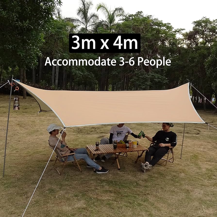 10x13ft Camping Tarp with Poles Waterproof Tent Tarpaulin