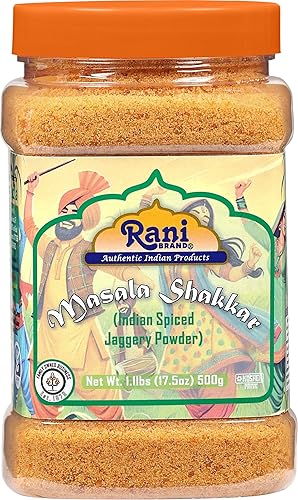Miniatura 118 de Rani Masala Gur (Jaggery) Azúcar de caña sin refinar indio sin refinar, 17.5 oz (1.1 libras) tarro de PET de 17.64 oz ~ Apto para gluten Vegano