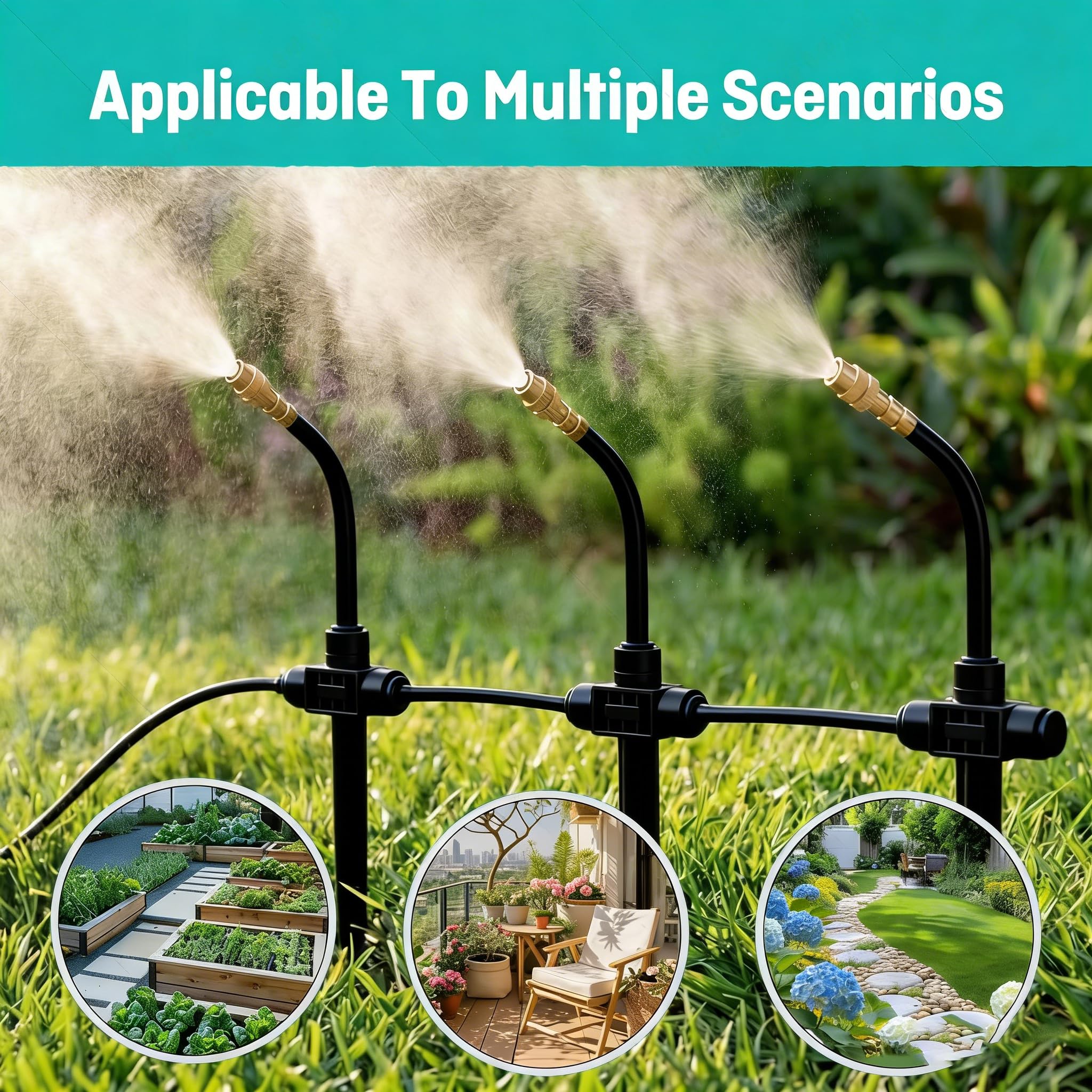 Sistema di irrigazione a goccia per giardino e balcone – regolabile a 360°, flusso controllabile; adatto per serre, aiuole e piante in vaso. (20M)