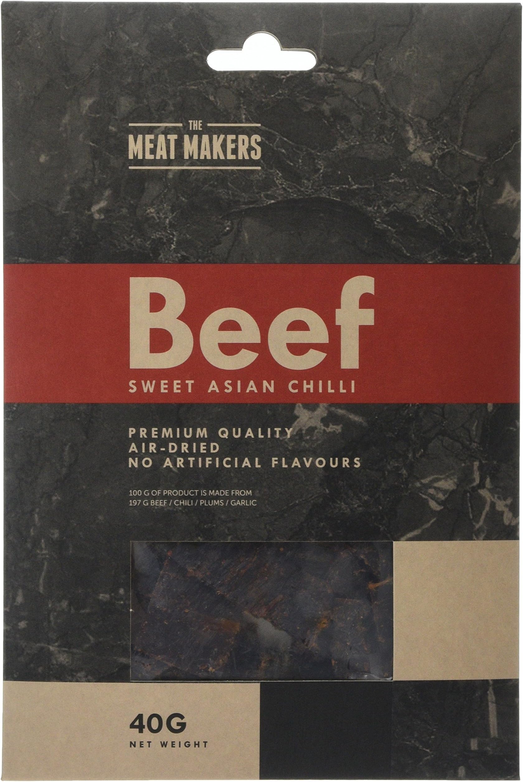 The Meat Makers Gourmet Beef Jerky - Sweet Asian Chilli - Pack of 6 x 40g