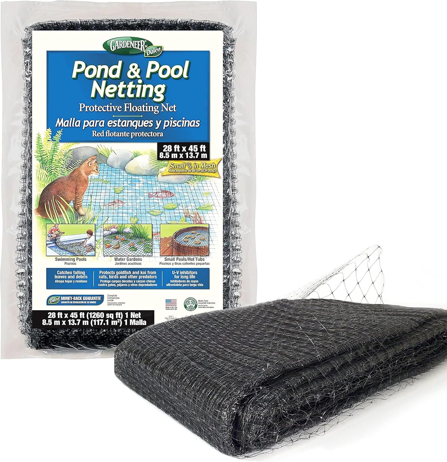 Dalen Pond & Pool Netting – Outdoor Water Garden Cover – Protective Mesh for Fish & Aquatic Life - 3/8" Mesh - (28' x 45')
